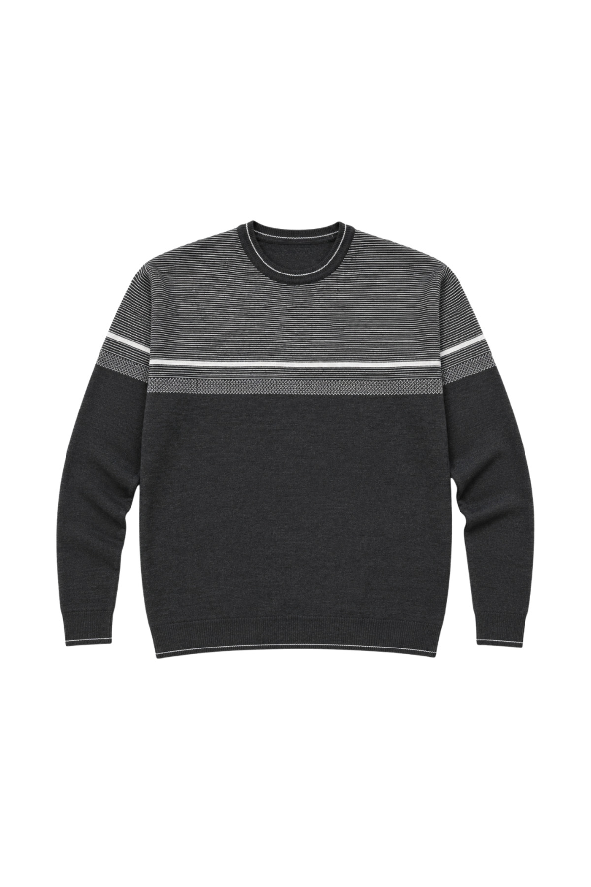 BattalModa Erkek Büyük Beden Antrasit Bisiklet Yaka Ufuk Triko Kazak 5XL-6XL-7XL-8XL görsel 4