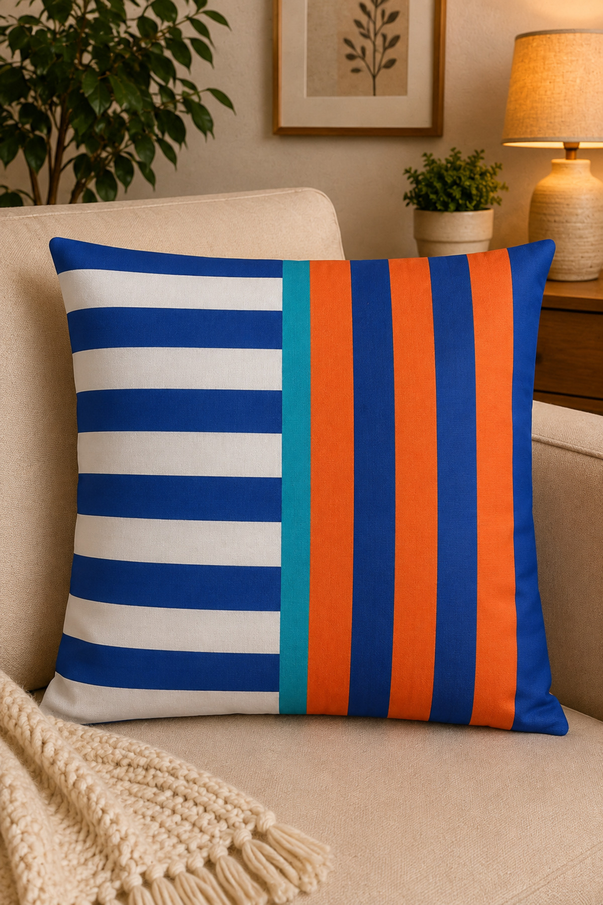 4 Adet Dijital Baskılı Kırlent Kılıfı 43x43 cm – Renkli Modern Dekoratif Yastık Kılıfı Seti