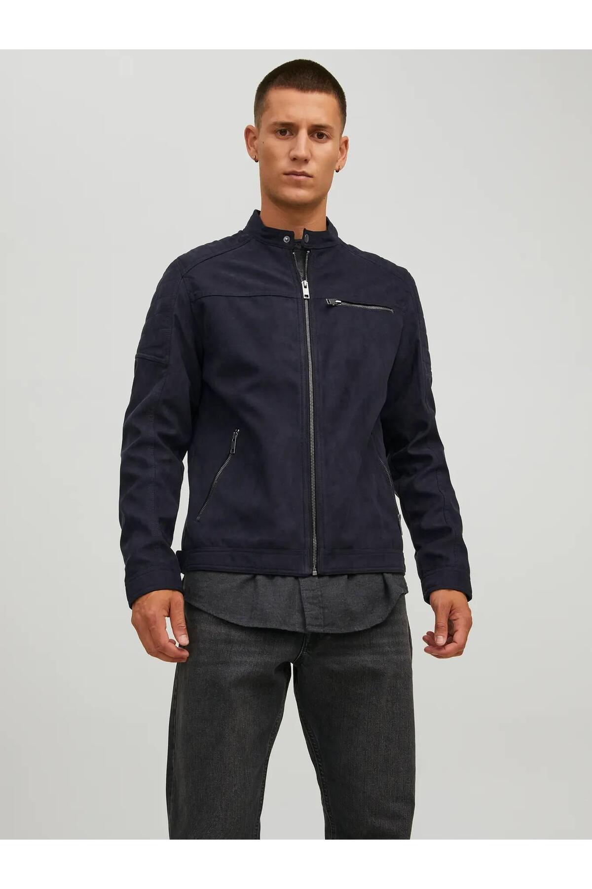 کاپشن مردانه جک اند جونز مدل Rocky کد 12147218 مشکی براق جک اند جونز کت Jack & Jones
