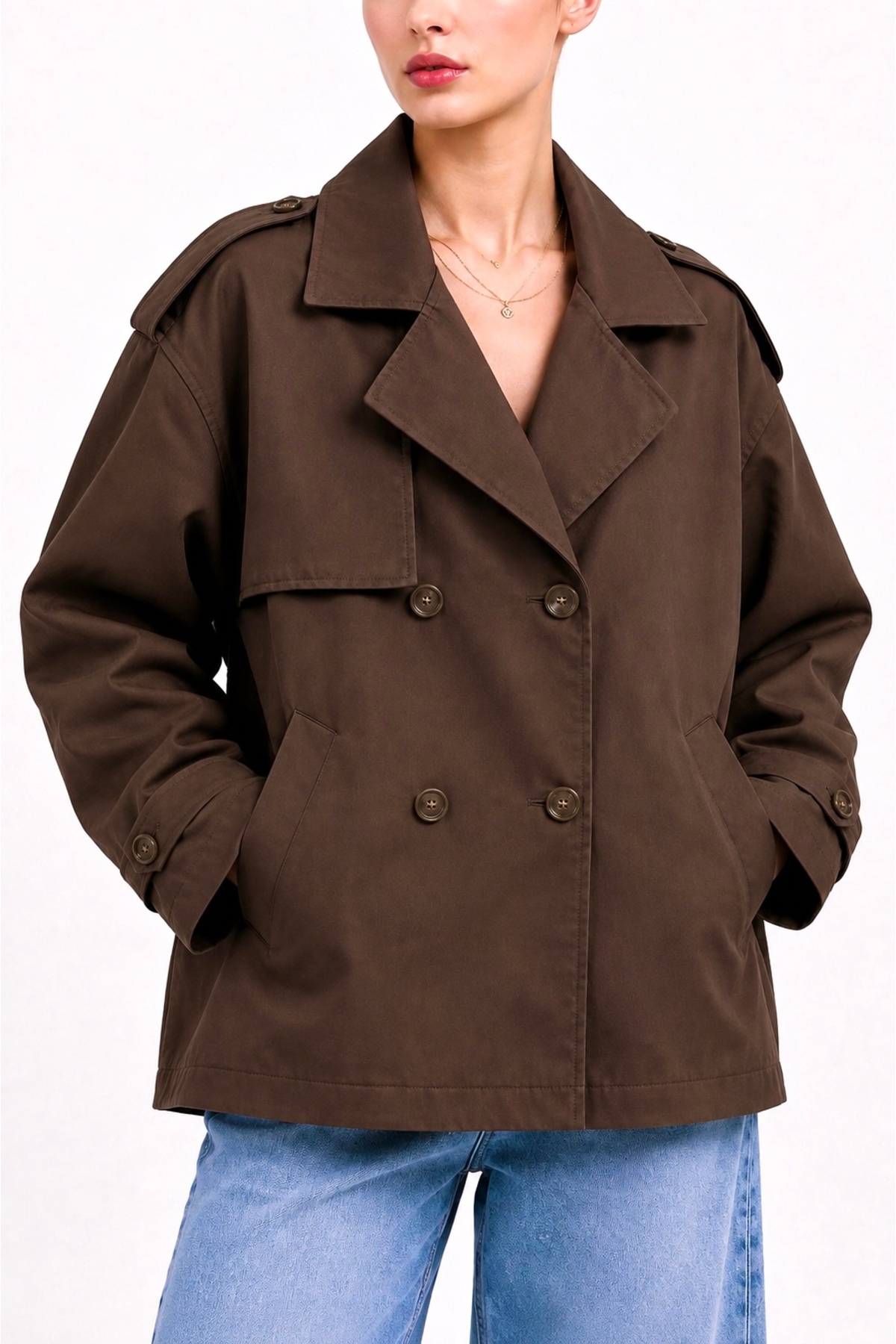 Helen Goods Yeni Sezon Kadın Midi Boy Su İtici Oversize Trençkot görsel 5