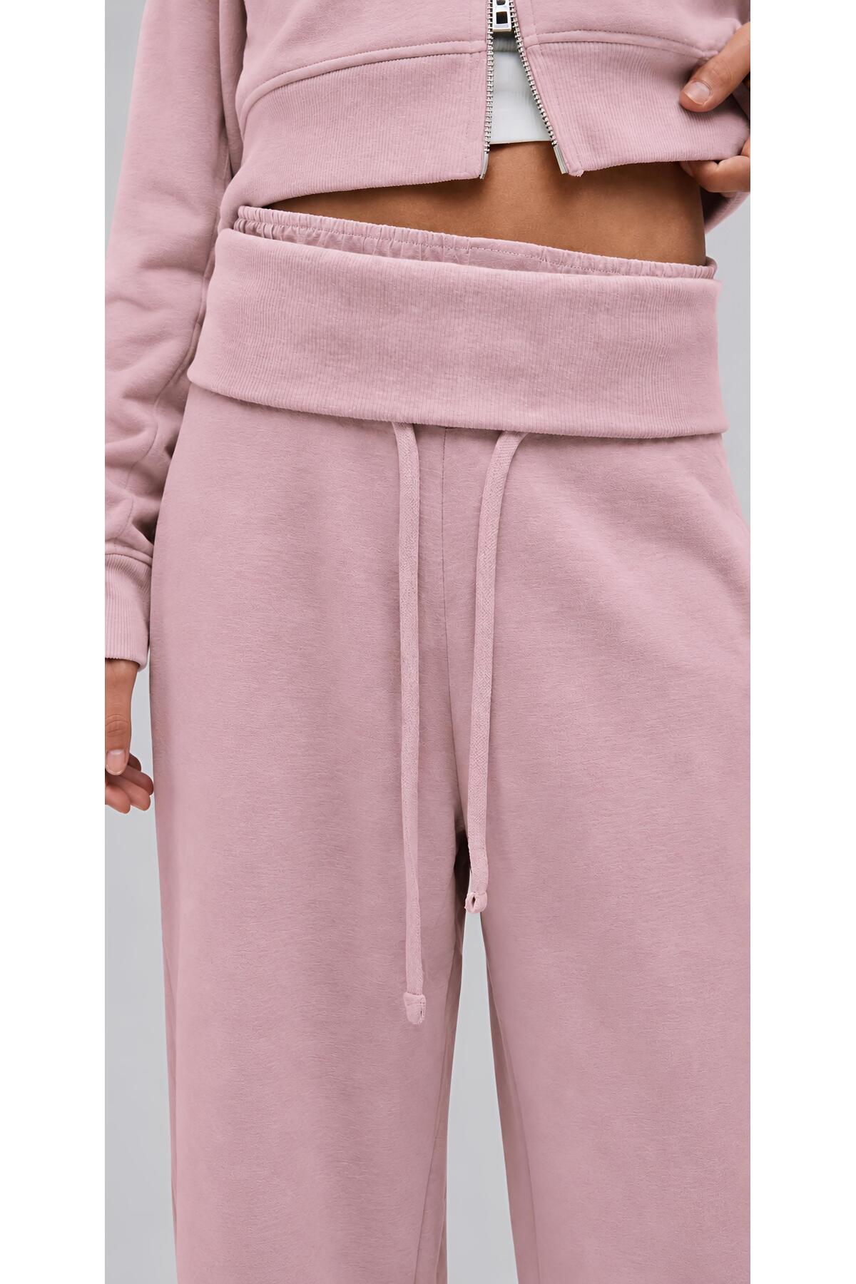 Hira Online Üç İplik Şardonlu Kıvrımlı Kaşkorse Bel Cepli Ayarlanabilir Lastikli Ultra Bol Barrel Fit Baggy Pantolon\Eşofman Altı görsel 3