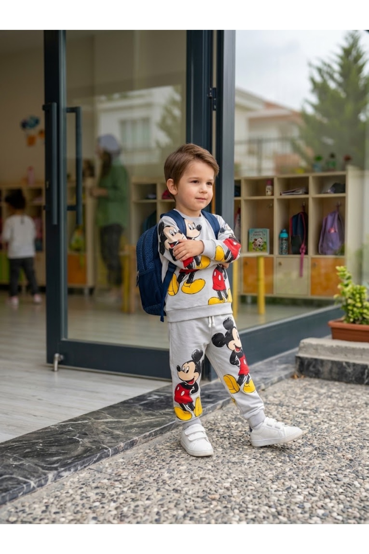 Mickey Mouse Baskılı Gri Erkek Çocuk 2’li Eşofman Takımı