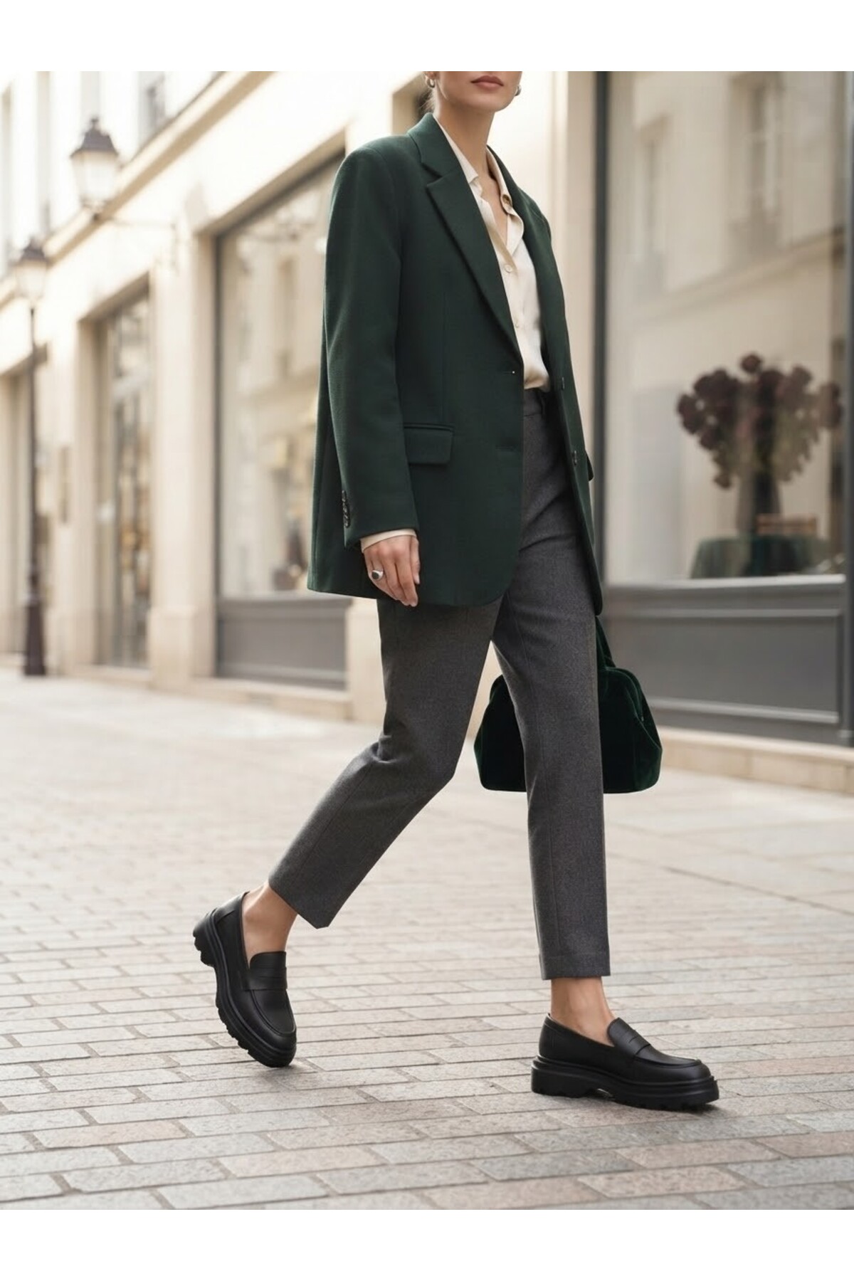 Zenora Shoes Kadın Loafer Makosen Siyah Cilt Kalın Tabanlı Ayakkabı görsel 5