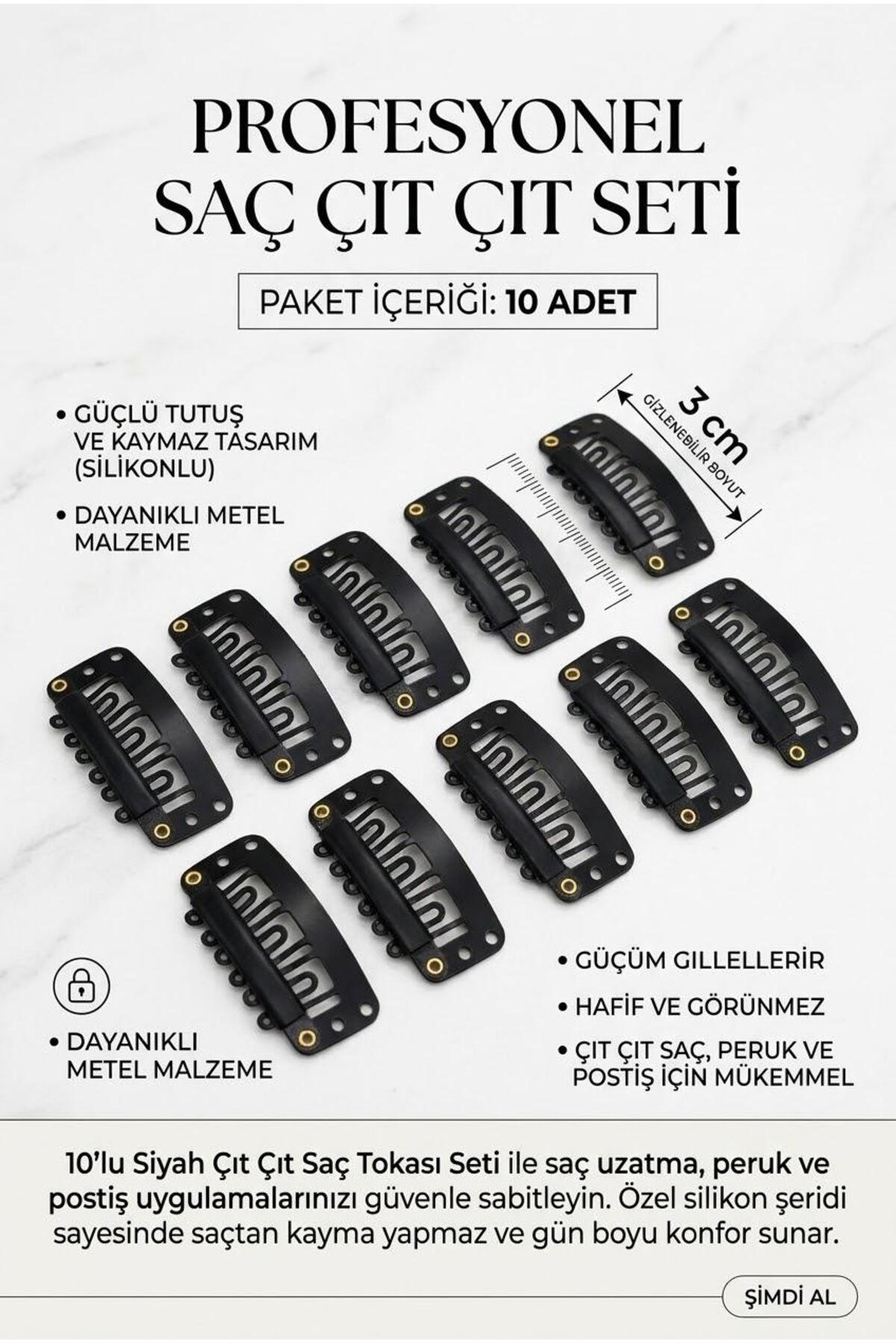 SEVRU Toka Mini Çıtçıt 10 Adet Mini Çıtçıt Toka Peruk Klipsi Postiş Tokası Gizli Tarak Toka 3 Cm görsel 2