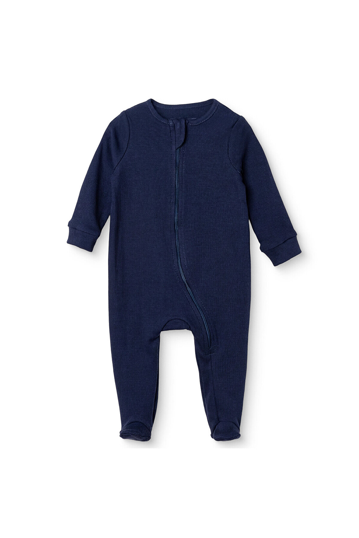 HelloBaby Erkek Bebek Tulum Fermuarlı Bisiklet Yaka Long Sleeve Patikli
