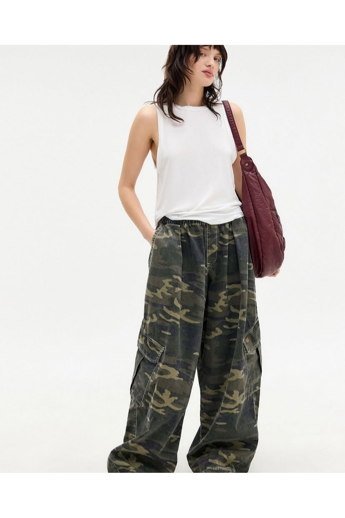 DEEFWEAR Y2k Baggy Unisex Kamuflaj Kargo Pantolon/ Extra Salaş görsel 2