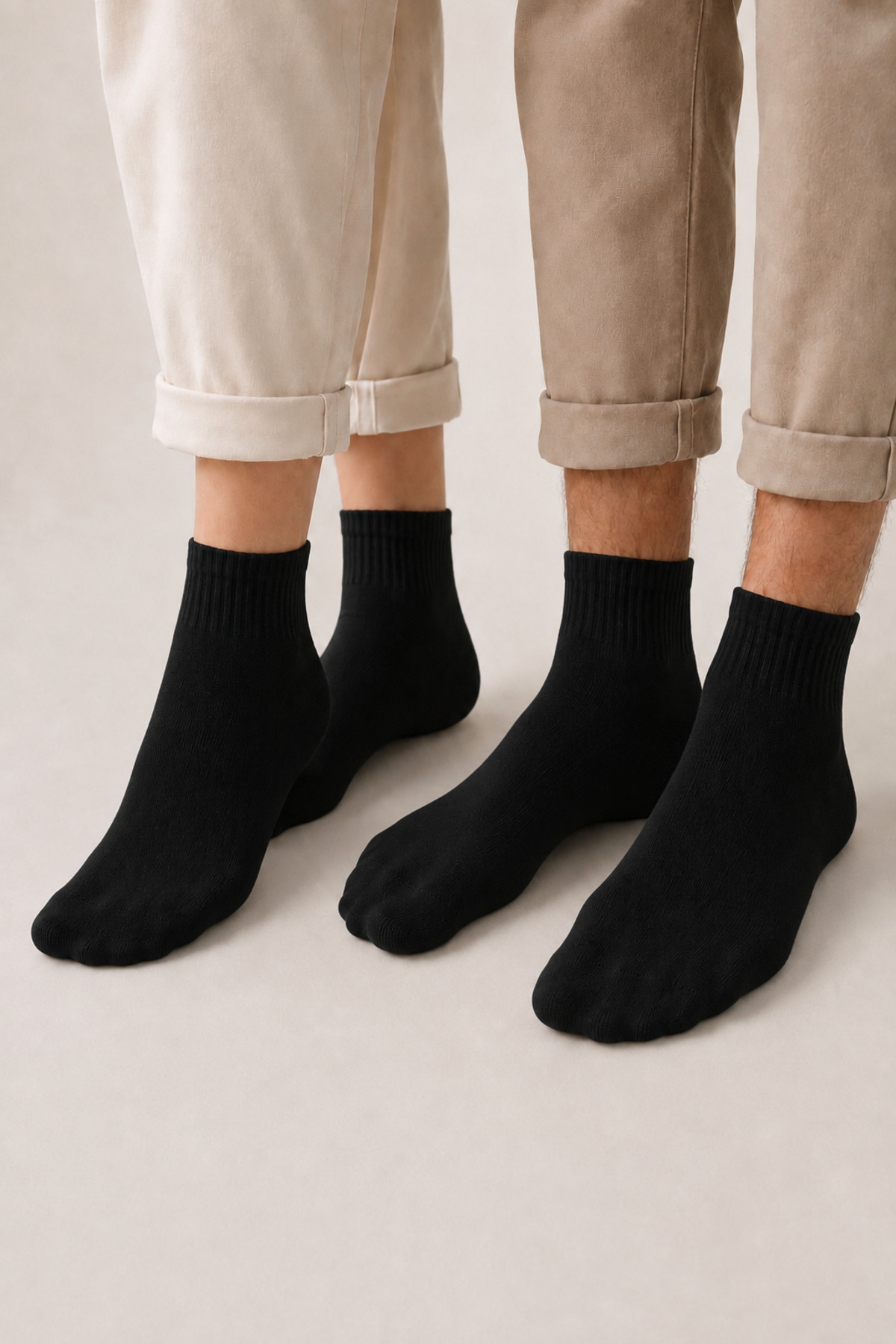 DEMAS ÇORAP 6 Çift Siyah Yarım Konç Kolej Çorabı Unisex Pamuklu Günlük Spor Çorap görsel 2