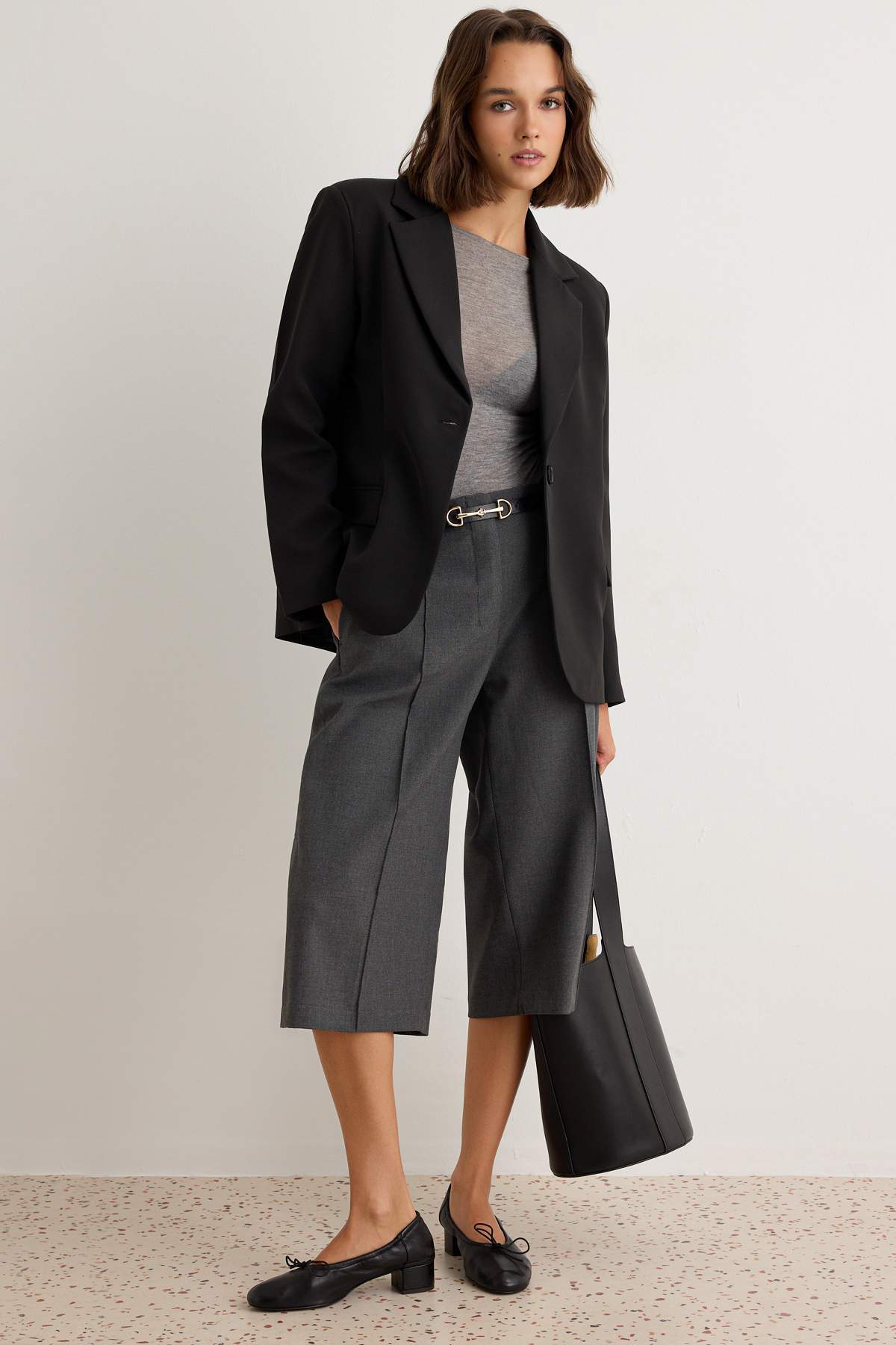 Siyah Oversize Blazer Ceket TWOAW27BC00035