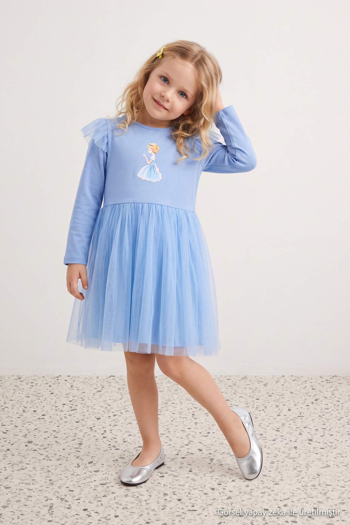 Trendyolmilla Kids Bebe Mavisi Kız Çocuk Mini Tütü Örme Elbise TKDAW27EL00010