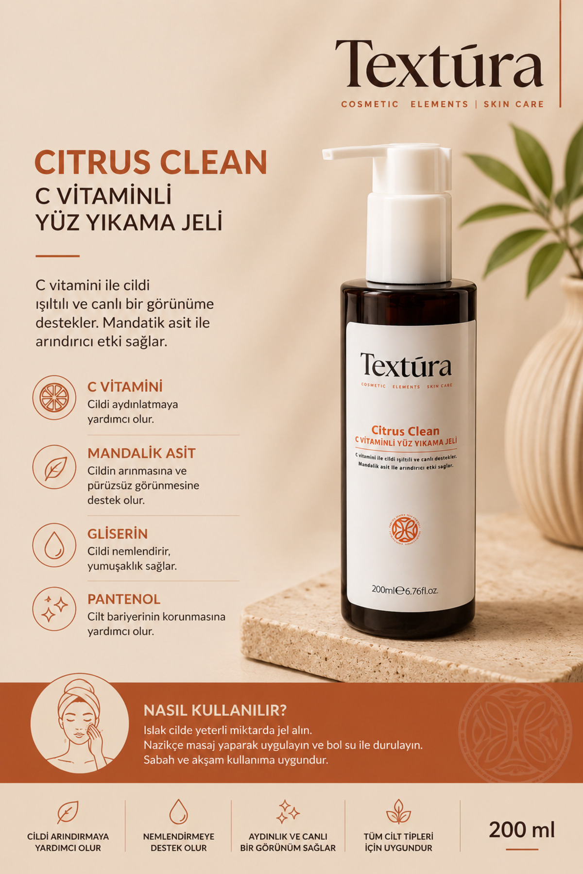 TEXTURA CITRUS CLEAN C VİTAMİNLİ YÜZ YIKAMA JELİ — TYC5CCF043701058DD8F5AA00
