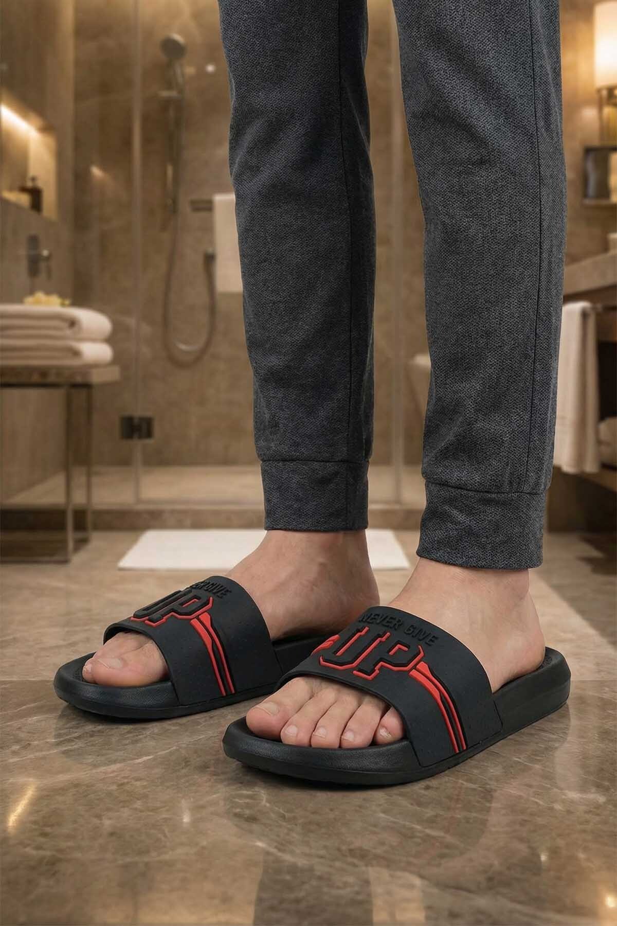GEZER Erkek Yazlık PU Islak Zemine Uygun Ev Banyo Bahçe Havuz Terlik görsel 2