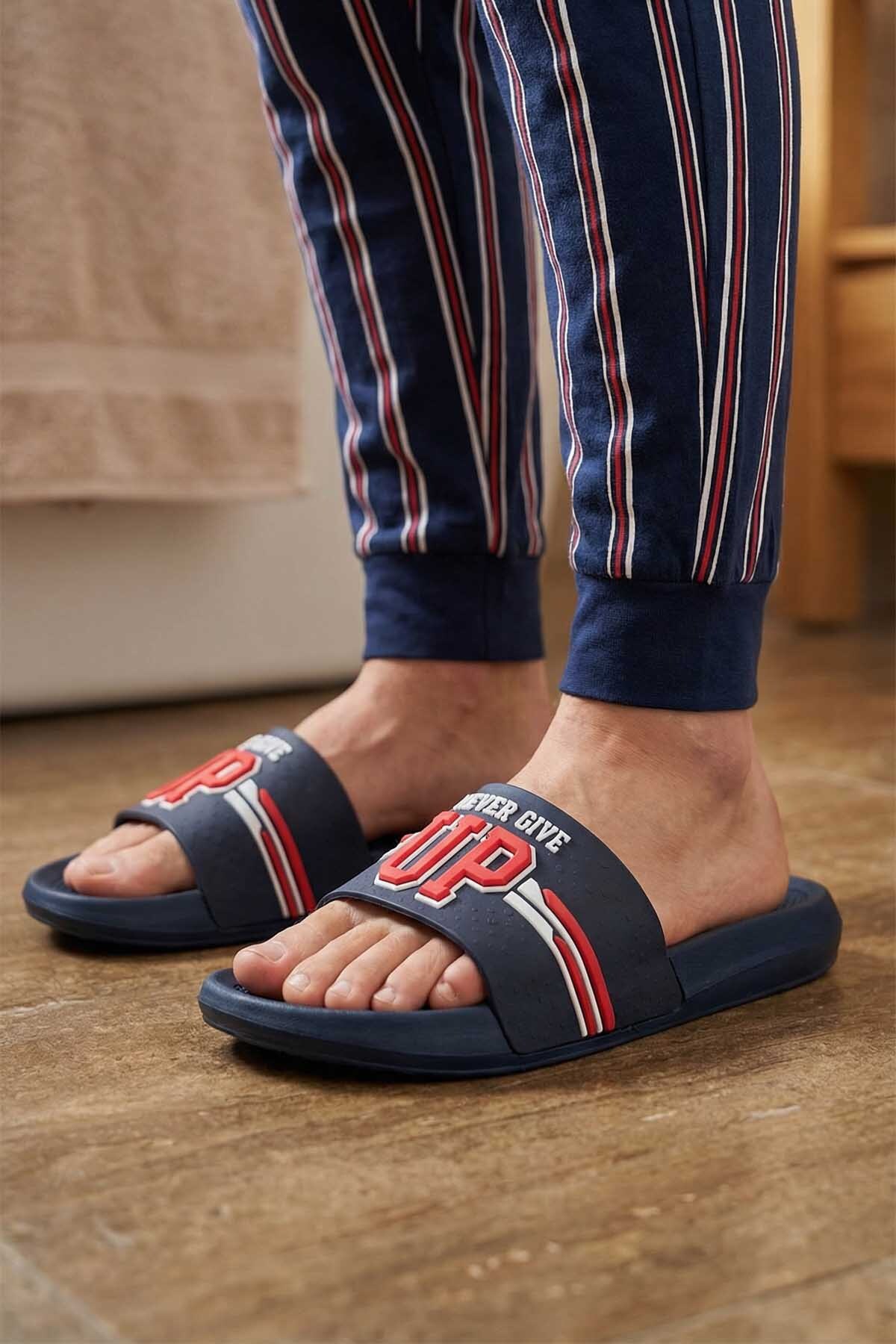 GEZER Erkek Yazlık PU Islak Zemine Uygun Ev Banyo Bahçe Havuz Terlik görsel 2