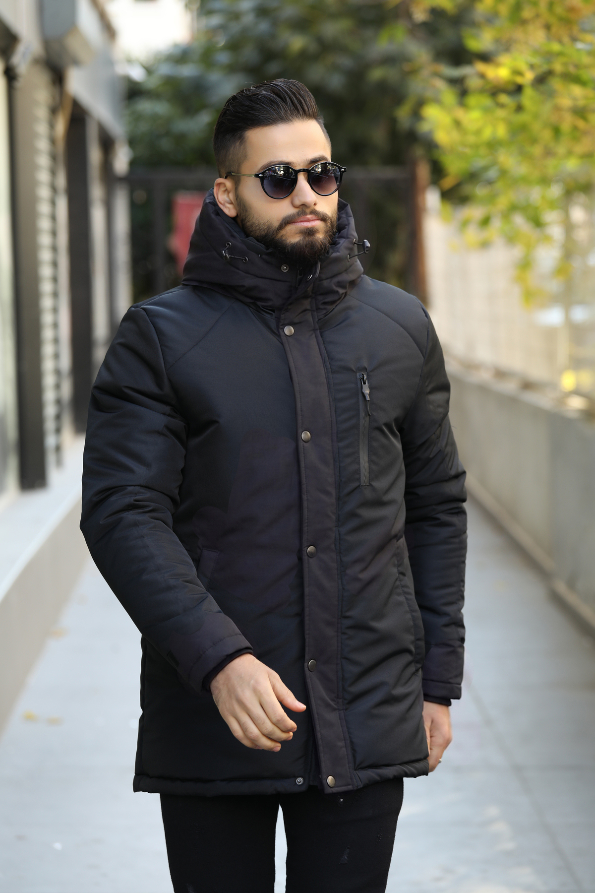 D1fference Erkek Kışlık Parka Sıcak Tutan Dolgu Kalın İç Astarlı Su İtici Rüzgar Geçirmez Kapüşonlu Parka Mont