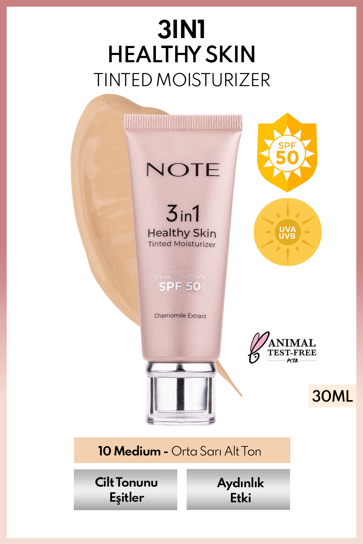 کرم مرطوب کننده رنگی 3 در 1 پوست سالم، 50 SPF، روشن کننده و یکنواخت کننده - 10 متوسط — MSTR رنگی