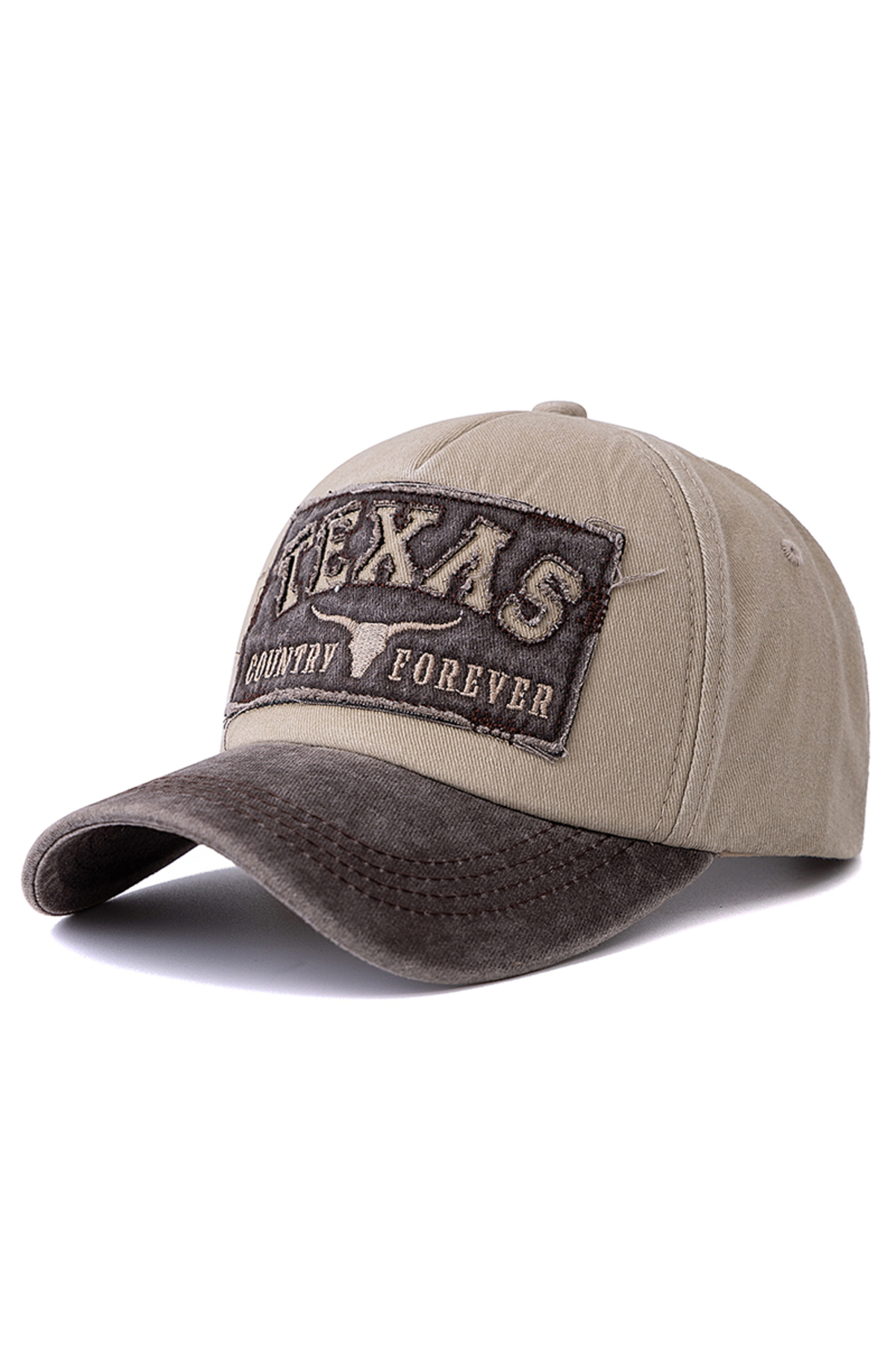 Choice 56cm-60cm Coffee Khaki Hot Sale Unisex Washed Cotton Vintage Baseball Cap TEXAS Letter Embroidery Ou