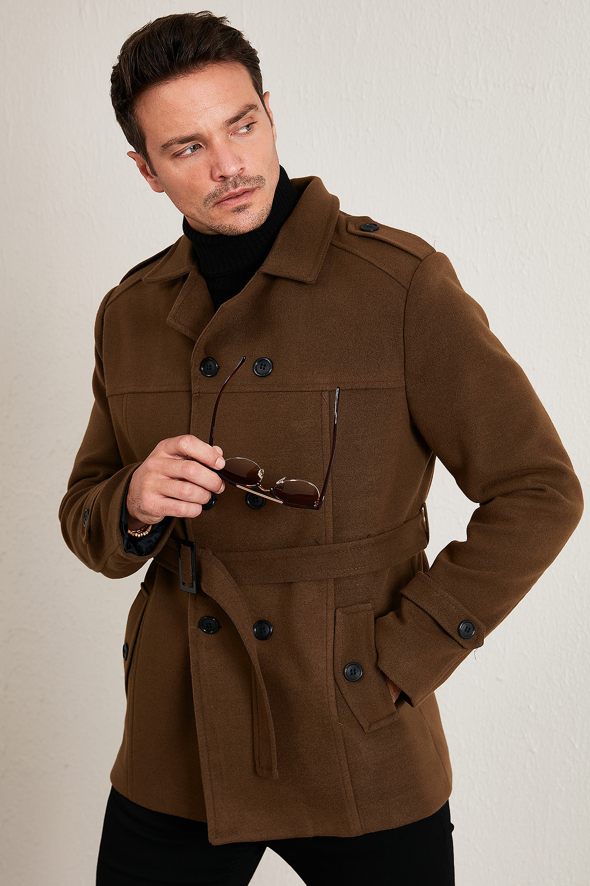 Buratti Slim Fit Cepli Pamuklu Kaşe Kaban Erkek KABAN 5841015
