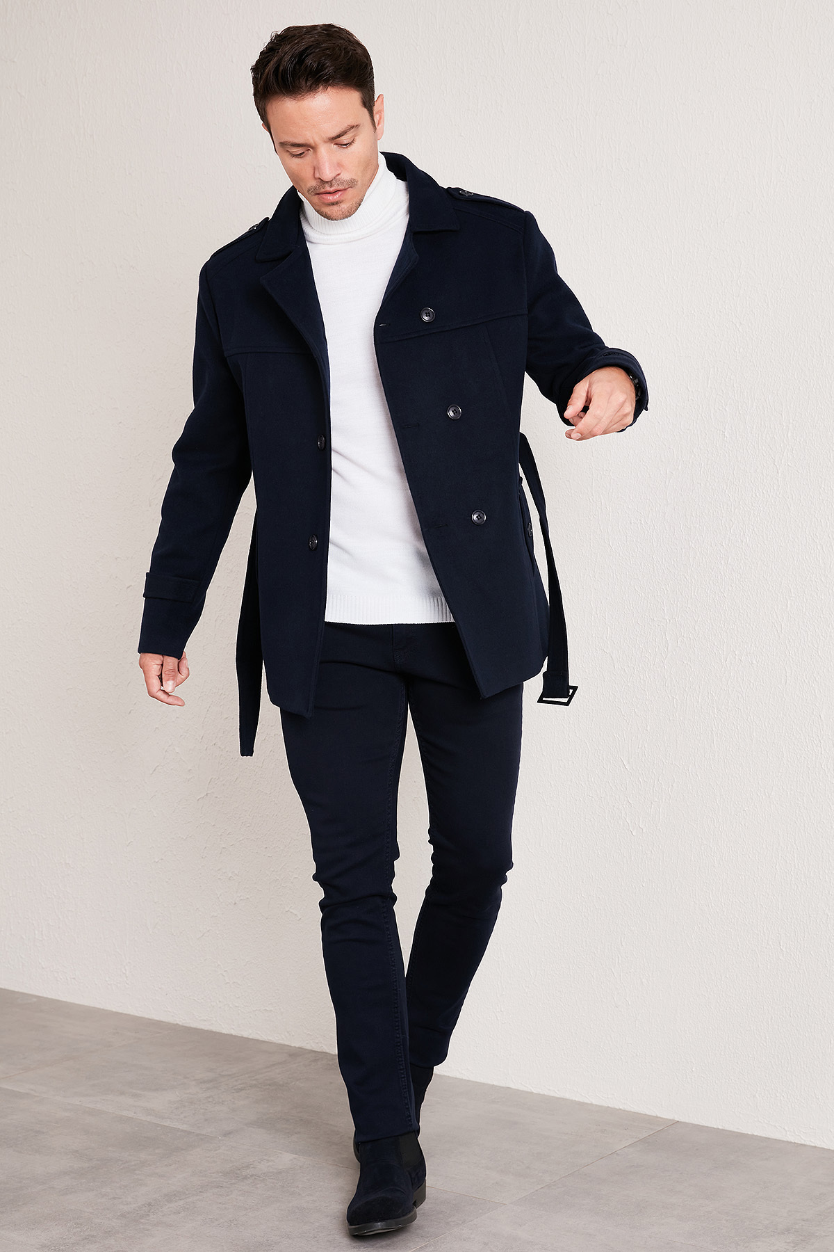 Buratti Slim Fit Cepli Pamuklu Kaşe Kaban Erkek KABAN 5841015 görsel 2