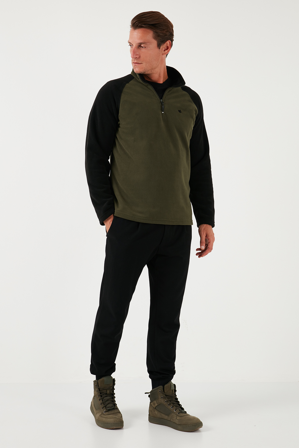 Buratti Slim Fit Yarım Fermuarlı Soğuk Geçirmez Kışlık Şardonlu Polar Erkek POLAR 5906055 görsel 3