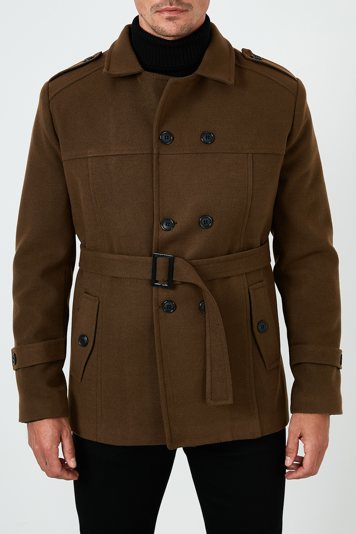 Buratti Slim Fit Cepli Pamuklu Kaşe Kaban Erkek KABAN 5841015 görsel 6