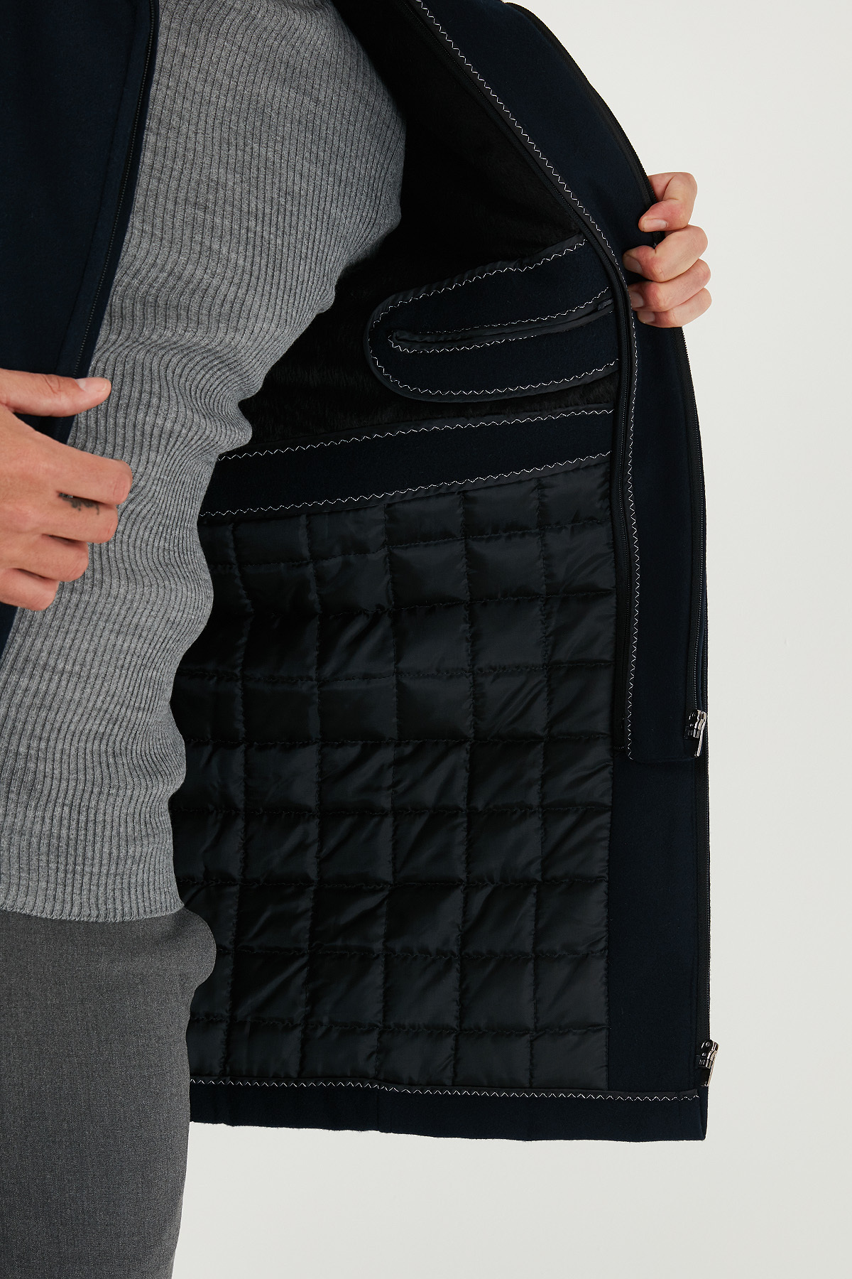 Buratti Regular Fit Çıkarılabilir Tüylü Yaka Detaylı Astarlı Kaşe Kaban Erkek KABAN 58400217 görsel 6