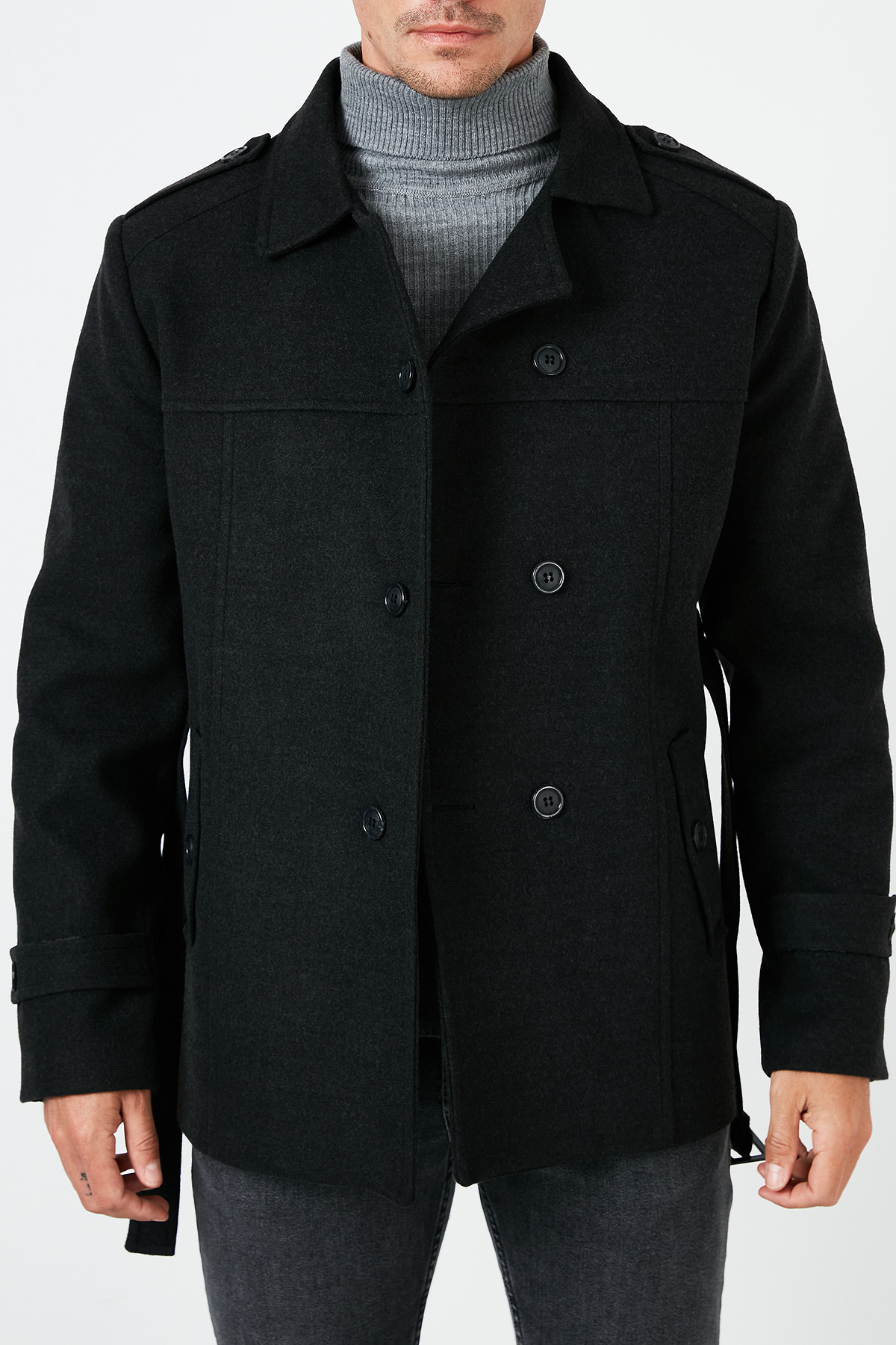 Buratti Slim Fit Cepli Pamuklu Kaşe Kaban Erkek KABAN 5841015 görsel 7