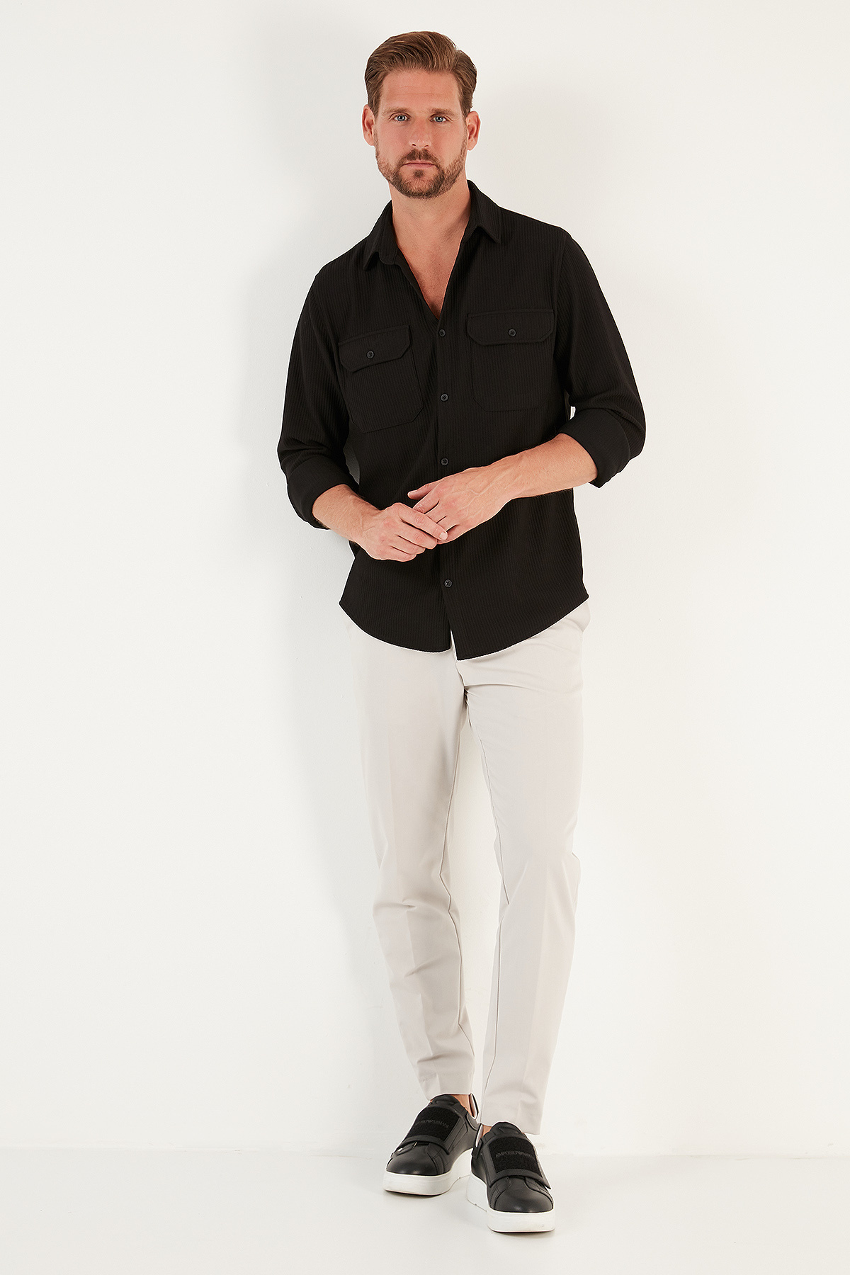 Buratti Çift Cepli Uzun Kollu Regular Fit Gömlek Erkek Gömlek Cf24w127221 görsel 4