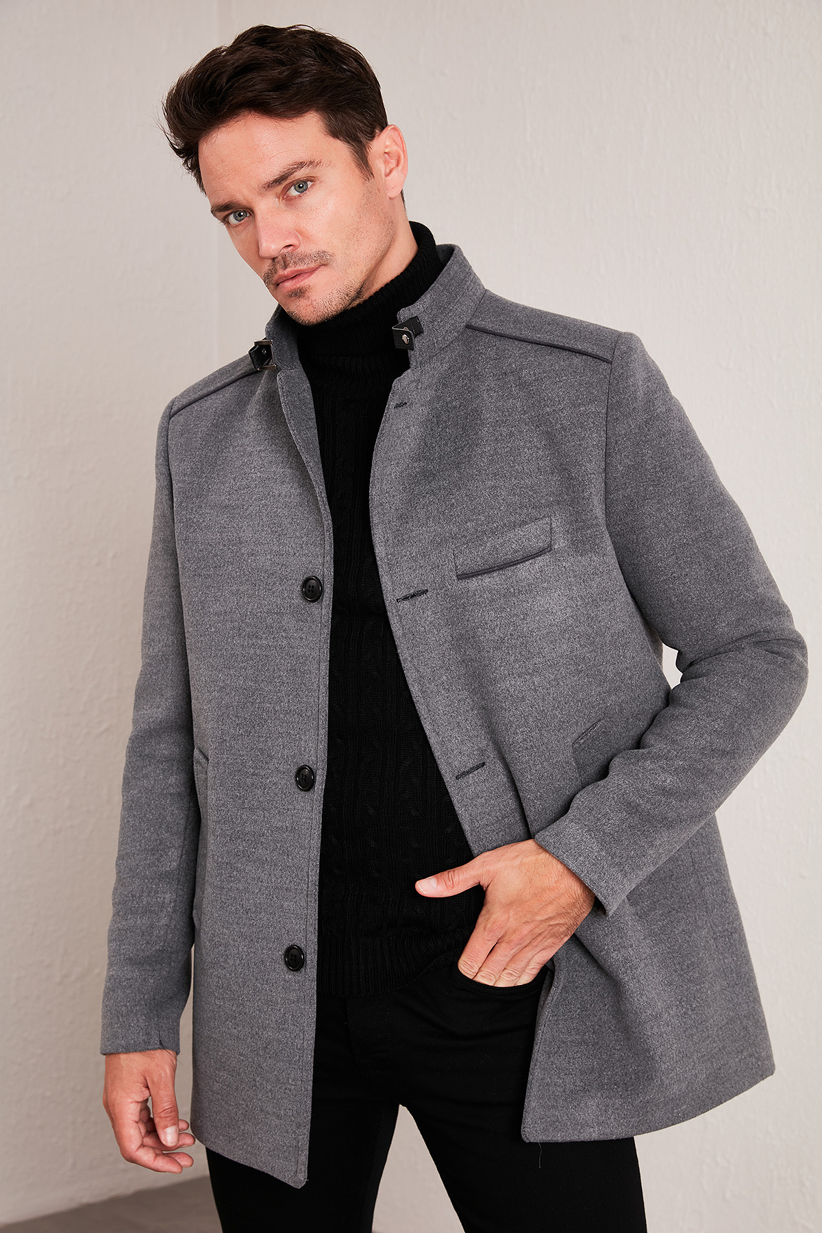 Buratti Slim Fit Pamuklu Kaşe Kaban Erkek KABAN 5841012
