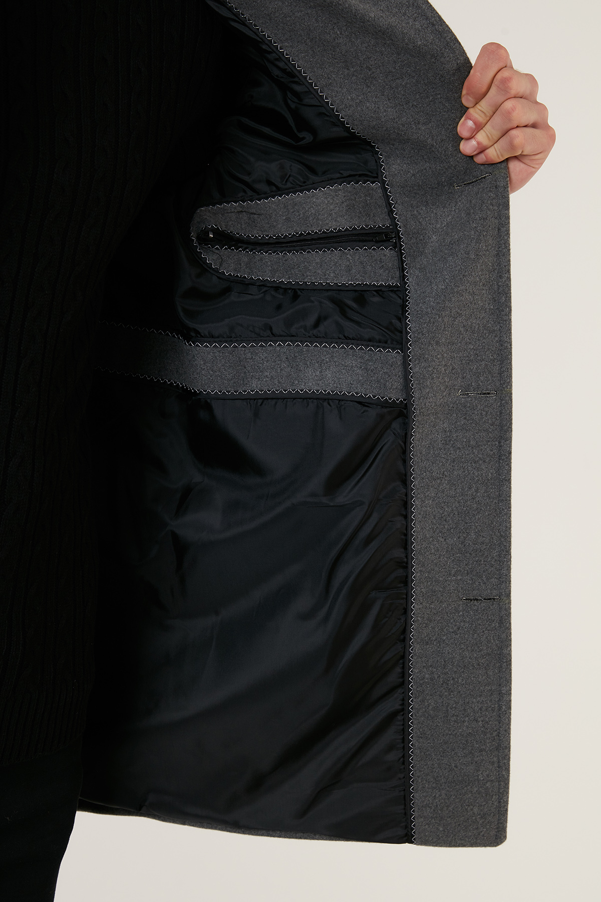 Buratti Relaxed Fit Düğmeli Dik Yaka Kaşe Kaban Erkek KABAN 5840099 görsel 5