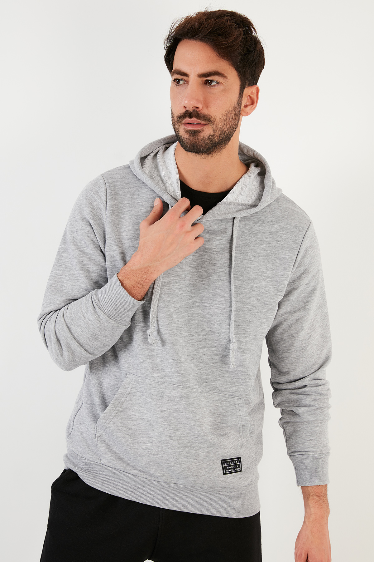 Buratti Pamuklu Kapüşonlu Kanguru Cepli Sweat Erkek Sweat 5905240 görsel 2