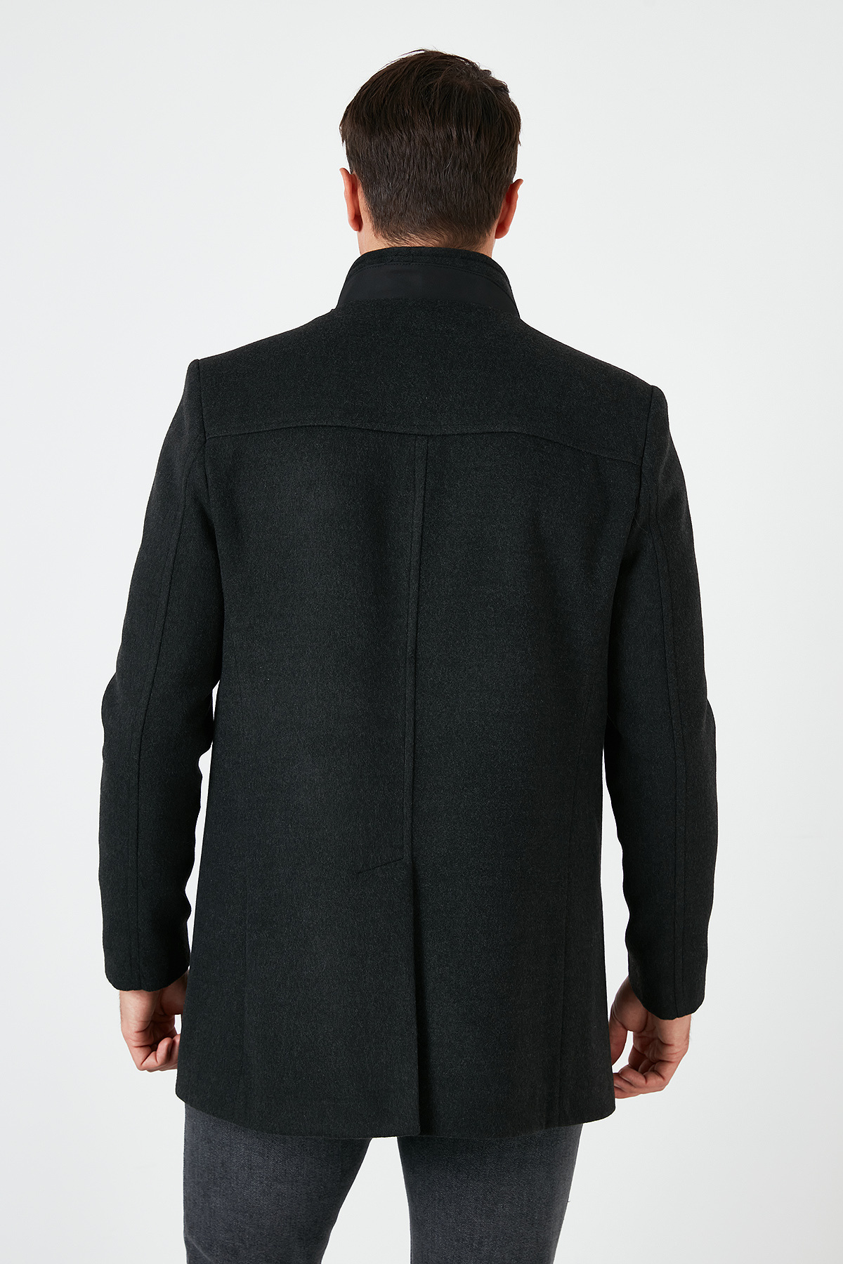 Buratti Relaxed Fit Düğmeli Dik Yaka Kaşe Kaban Erkek KABAN 5840099 görsel 5