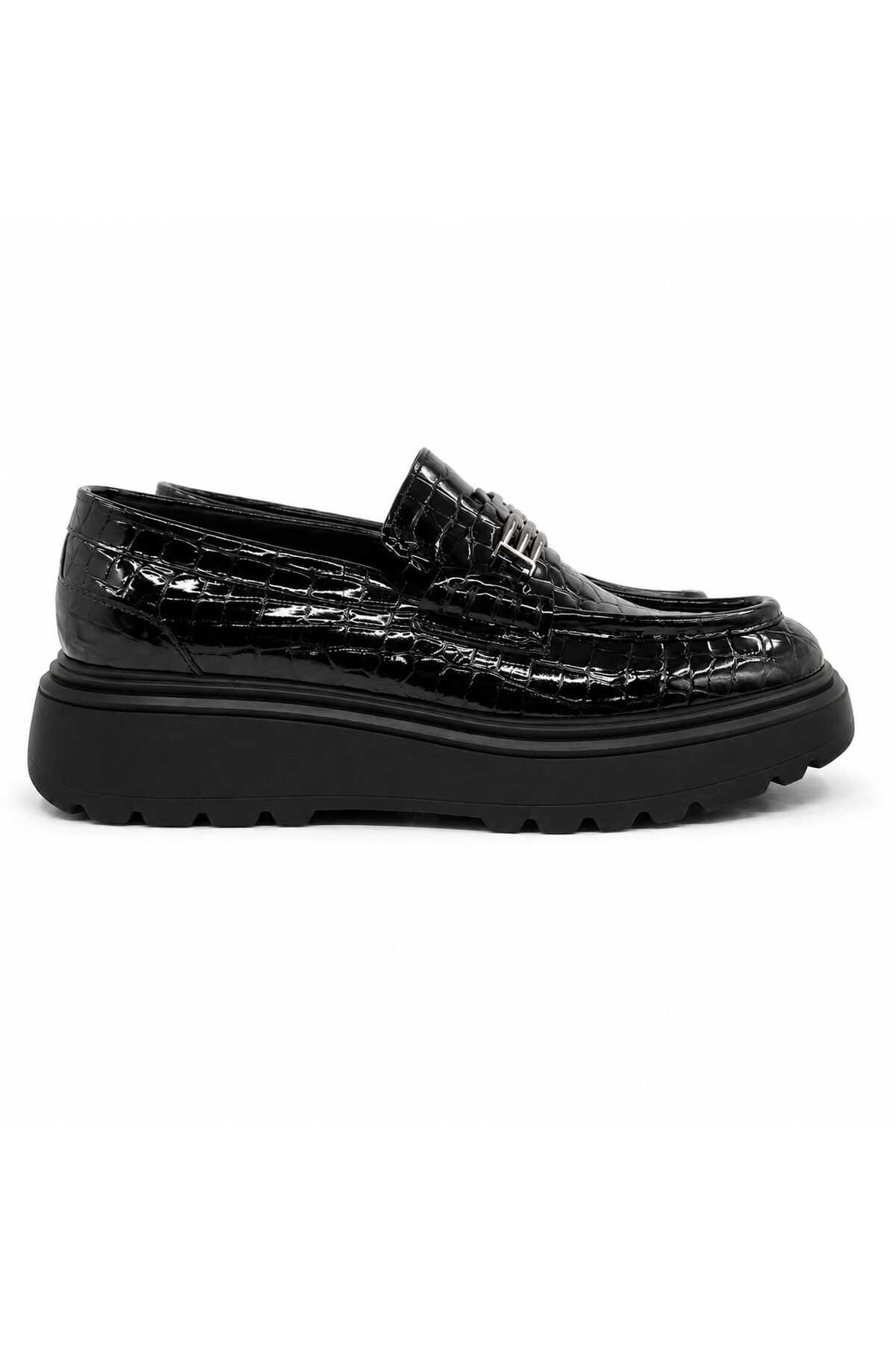 Oneka Shoes Günlük Erkek Loafer Siyah kroko tokalı 1308256503 görsel 2