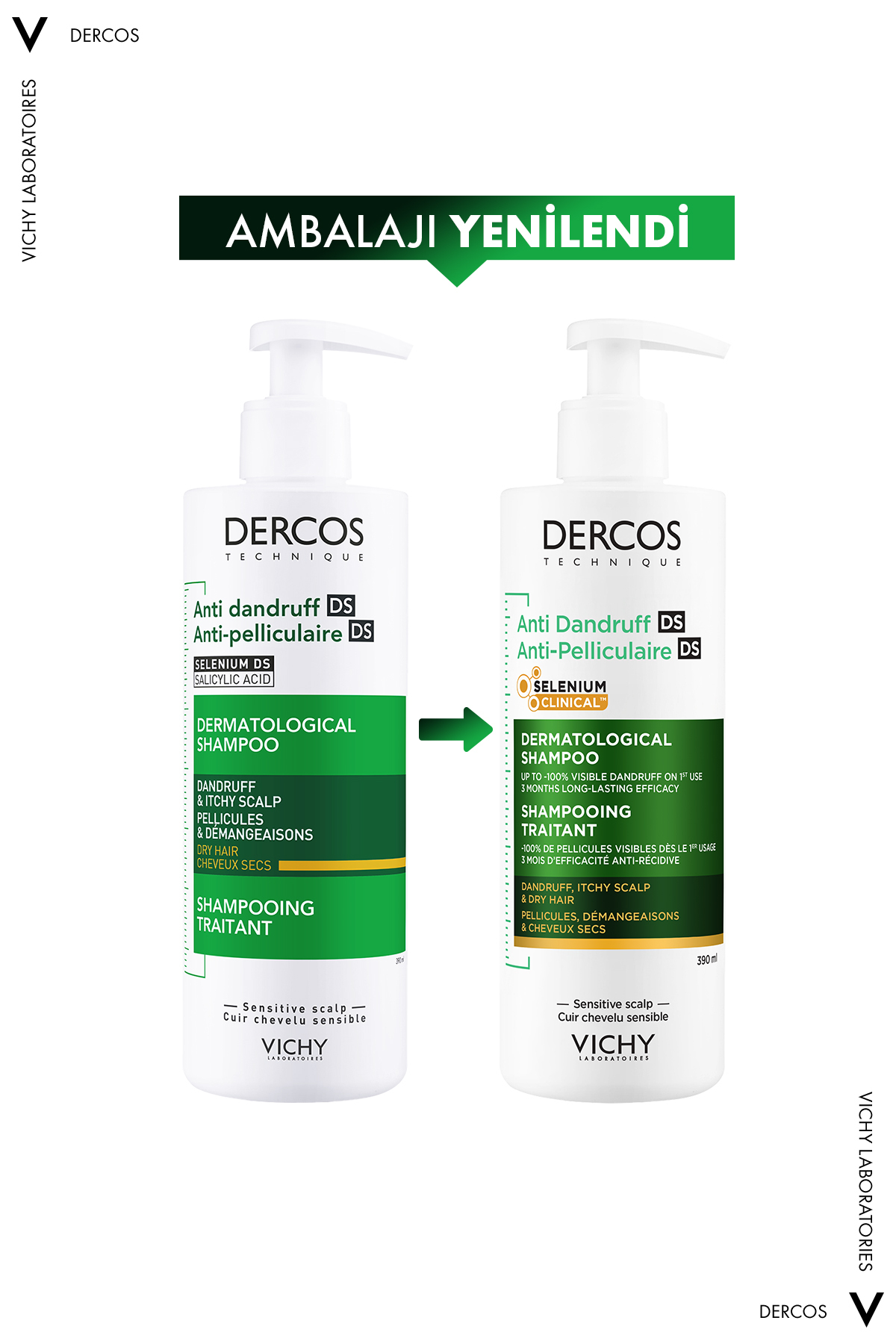 Dercos Anti Dandruff Kuru Saçlar İçin Geliştirilmiş Kepeklenmeye Karşı Etkili Bakım Şampuanı 390 ml — 3337875492799 — تصویر 3 از 9