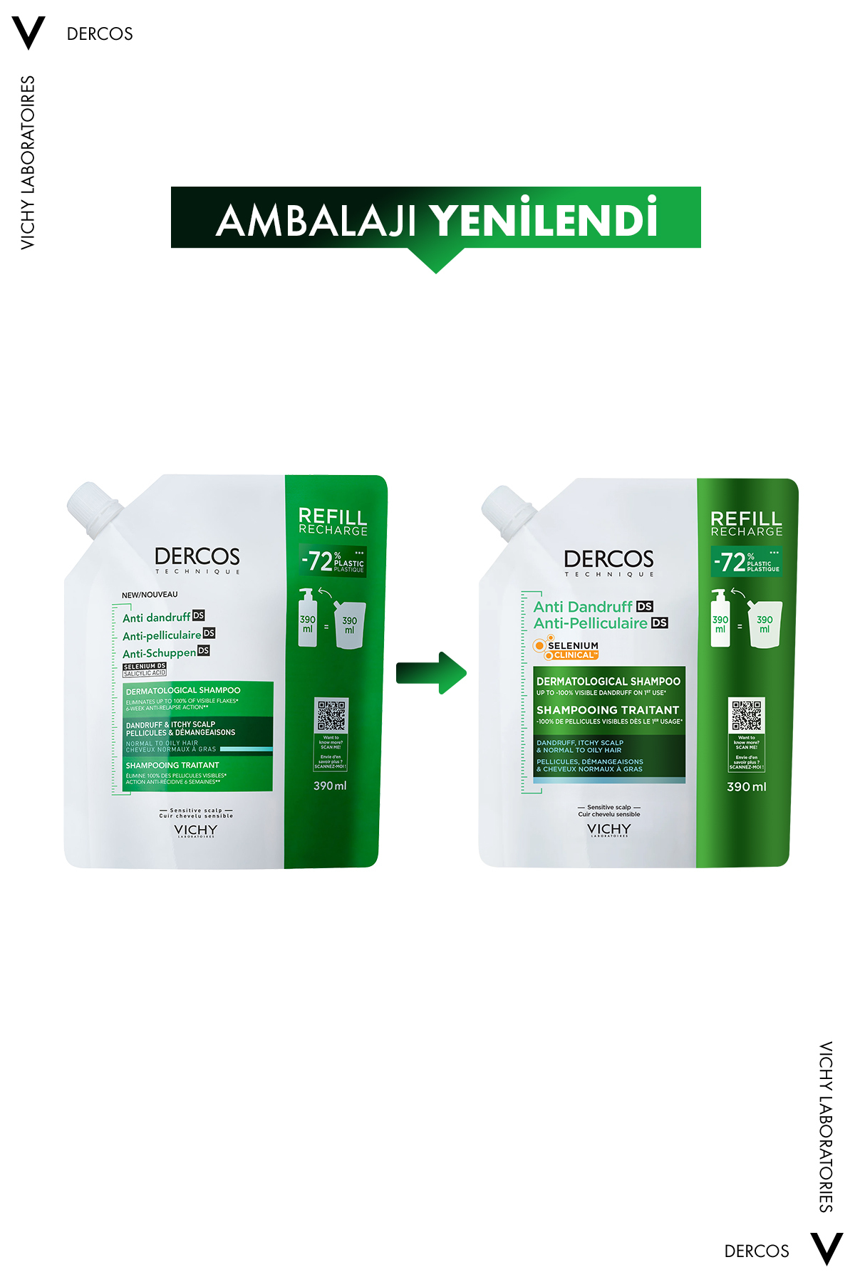 Dercos Kepek Karşıtı Normal ve Yağlı Saçlar İçin Kepeğe Karşı Etkili Bakım Şampuanı Refill 390 ml — TYC0DE2C86A3F36C43A0C0500 — تصویر 3 از 9