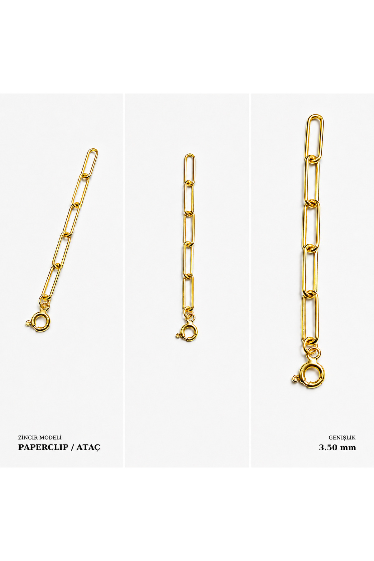 TAKI USTASI Kişiye Özel Ataç / Paperclip Uzatma Zinciri – 925 Ayar Gümüş 14 Ayar Altın Kaplama
