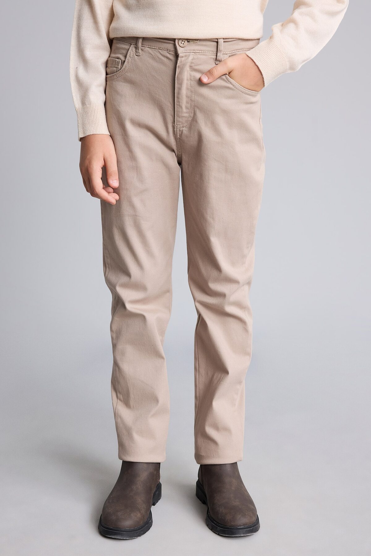 パン太郎 Defacto Düz Paça Gabardin Pantolonu Erkek Çocuk U3254A625AU