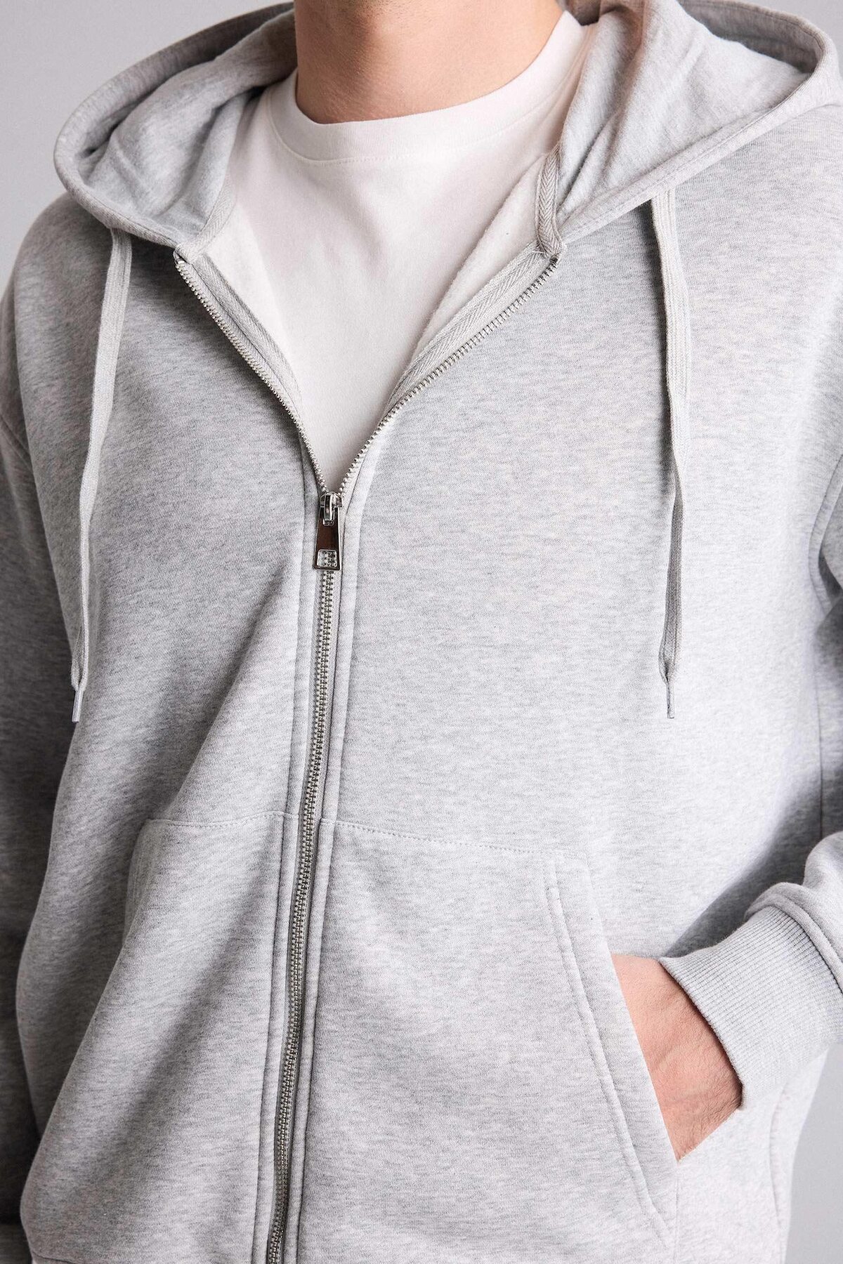 DeFacto Relax Fit Kapüşonlu İçi Yumuşak Tüylü Kalın Kumaş Fermuarlı Sweatshirt D7599AX25SP görsel 7