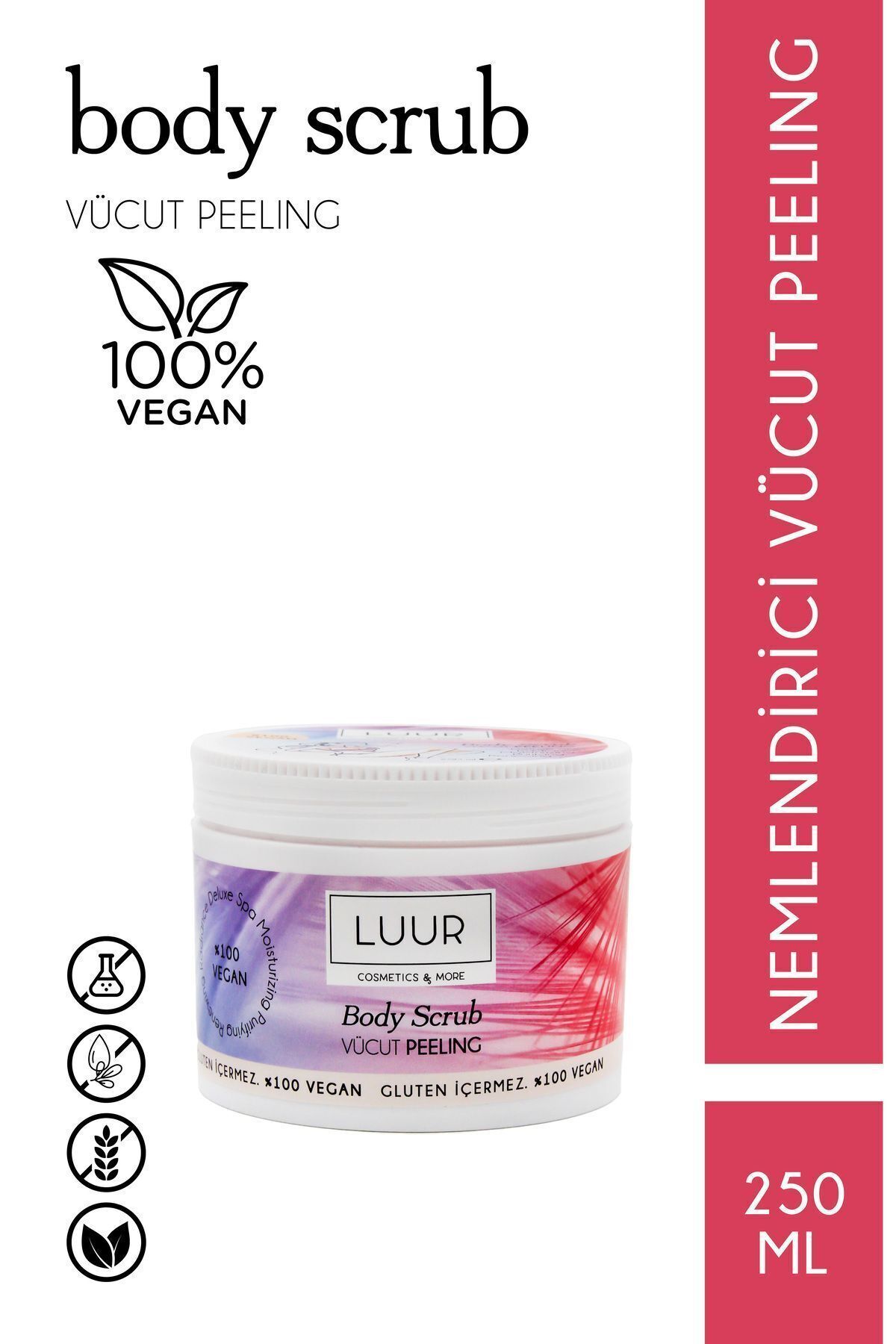 LUUR COSMETICS & MORE Vücut Peelingi Nemlendirici Arındırıcı Yenileyici 250 ml — VP1250
