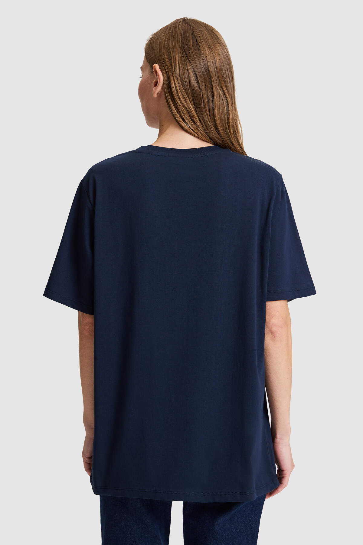 U.S. Polo Assn. Kadın Lacivert Bisiklet Yaka Basic Tişört 50321690-VR033 görsel 5