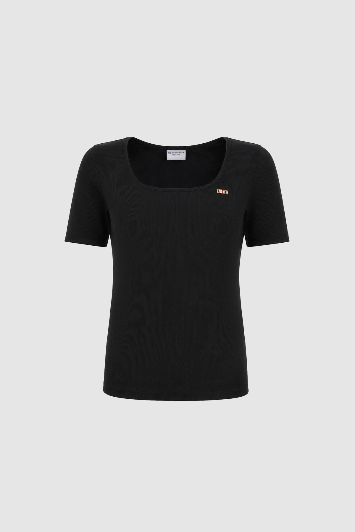 U.S. Polo Assn. Kadın Siyah Kare Yaka Basic Tişört 50323524-VR046 görsel 7
