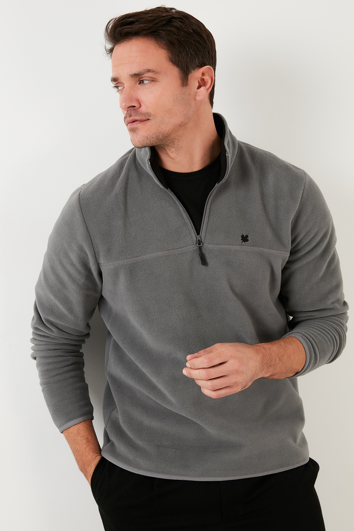 Buratti Slim Fit Anti-Pilling Tüylenme Yapmayan Bato Yaka Soğuk Geçirmez Şardonlu Polar Erkek POLAR görsel 2