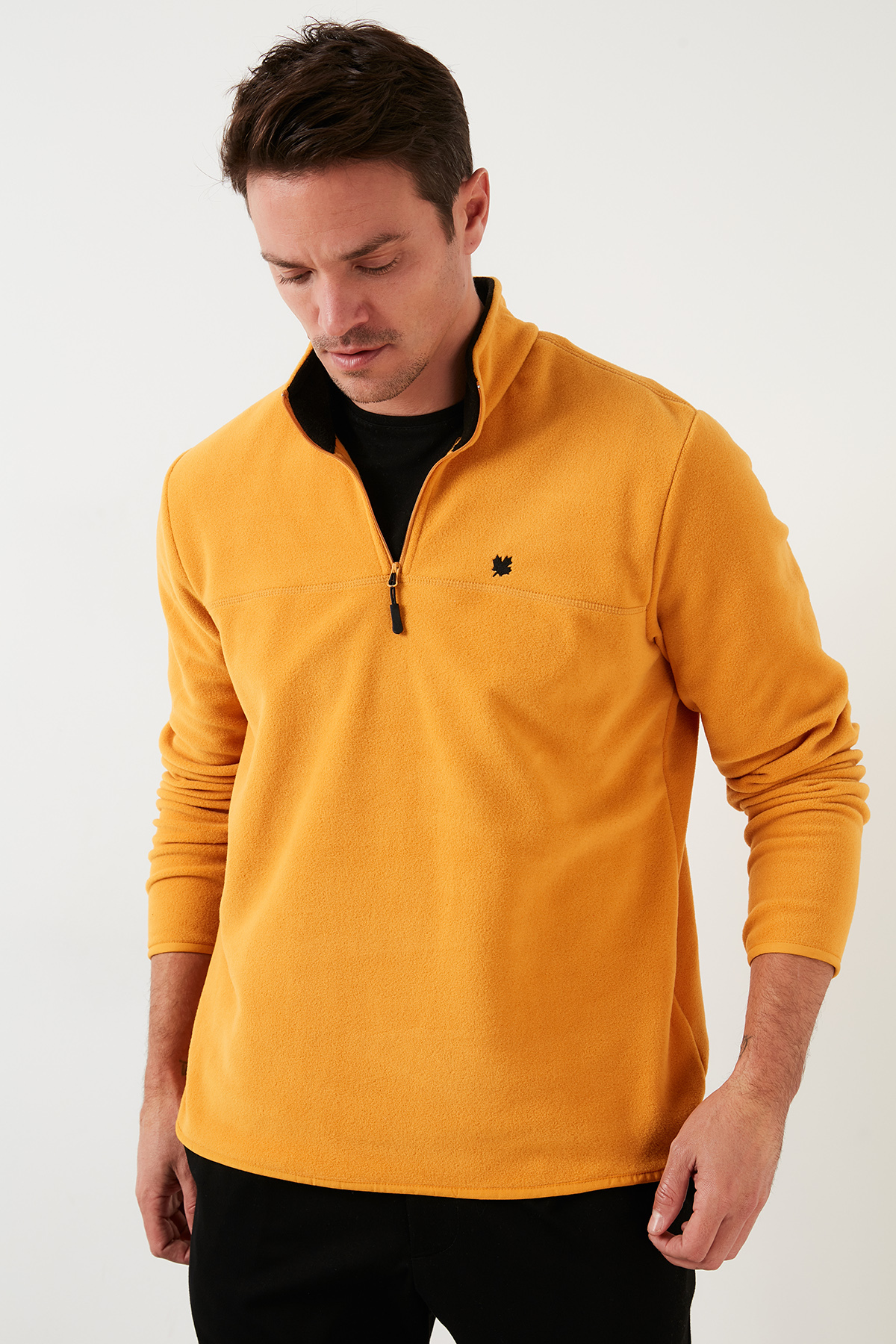Buratti Slim Fit Anti-Pilling Tüylenme Yapmayan Bato Yaka Soğuk Geçirmez Şardonlu Polar Erkek POLAR görsel 3