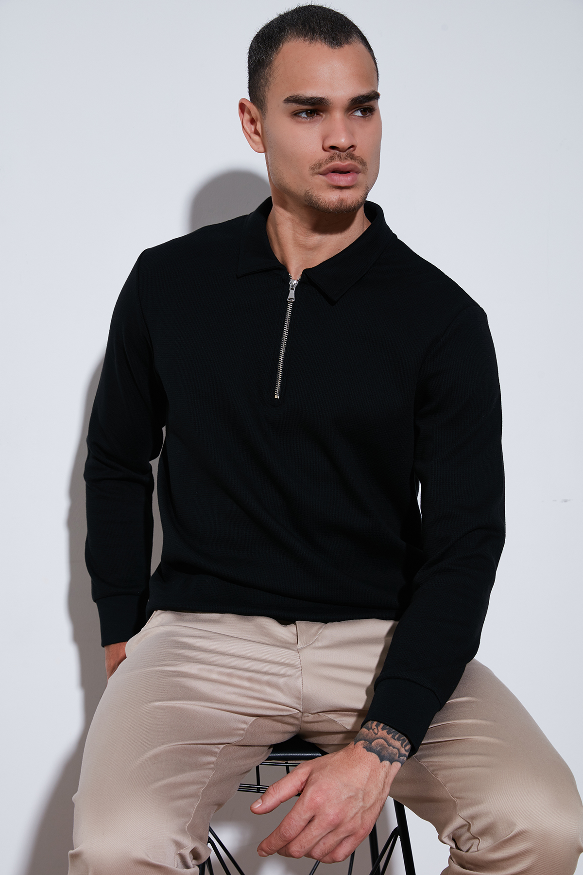 Buratti Pamuklu Regular Fit Yarım Fermuarlı Polo Yaka Sweat Erkek Sweat 5905805