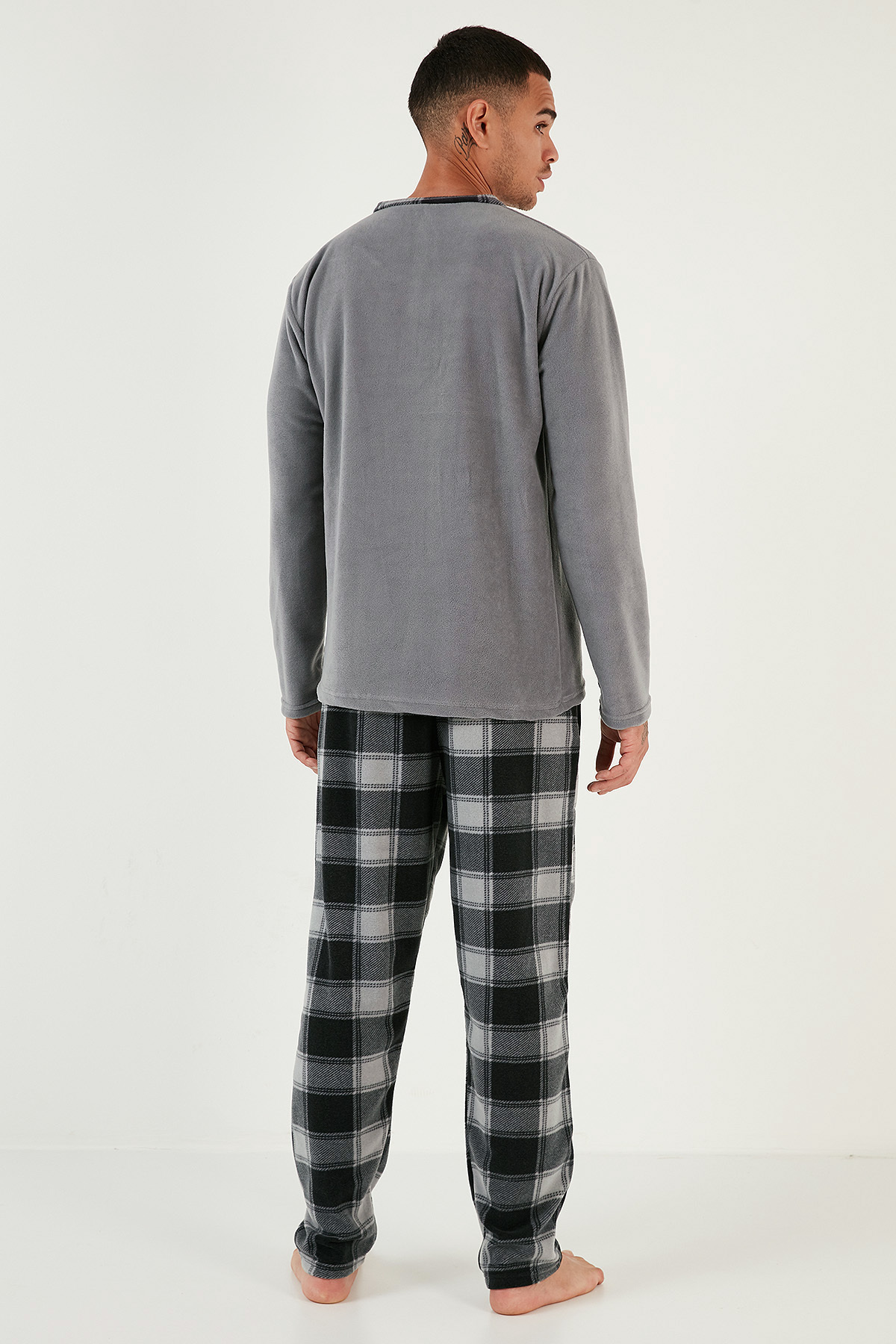 Buratti Ekose Regular Fit Bisiklet Yaka Kışlık Polar Pijama Takımı Erkek PİJAMA TAKIMI 609610013W4 görsel 6