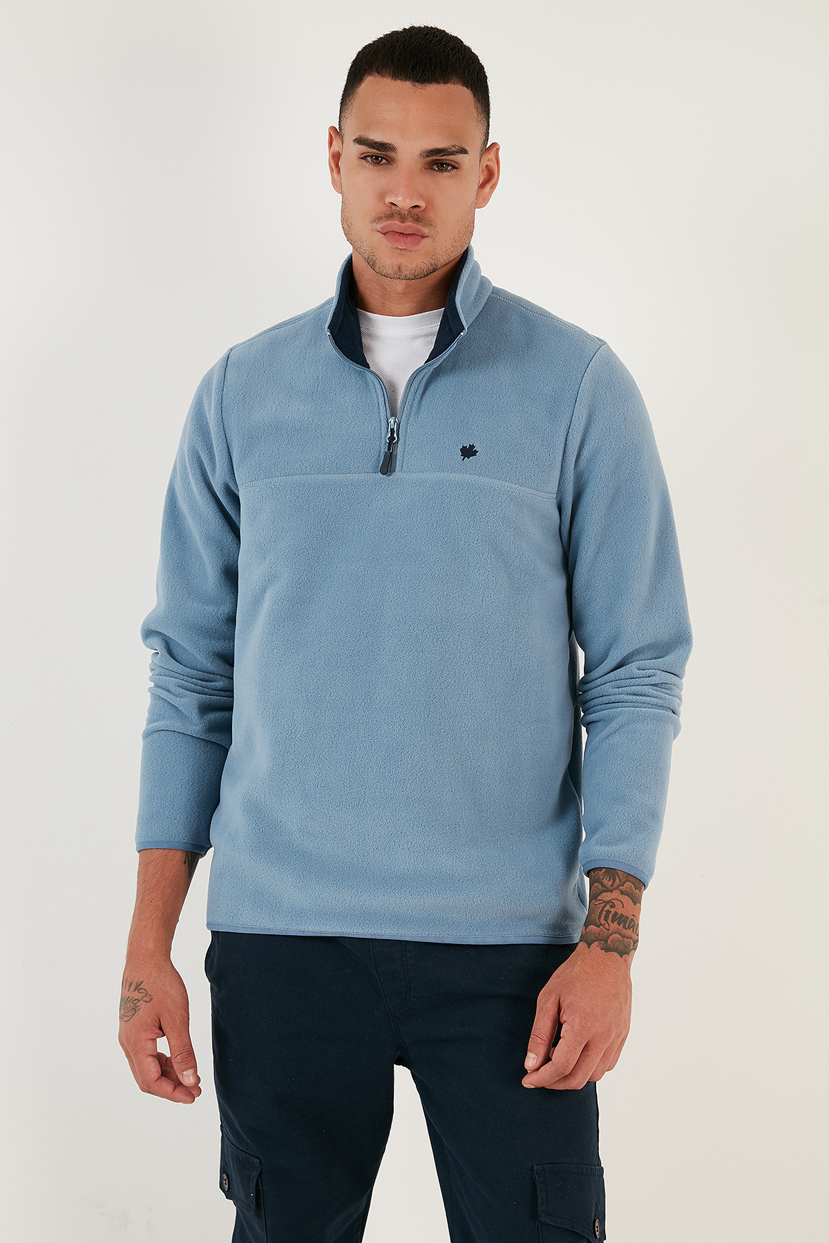 Buratti Slim Fit Anti-Pilling Tüylenme Yapmayan Bato Yaka Soğuk Geçirmez Şardonlu Polar Erkek POLAR görsel 5