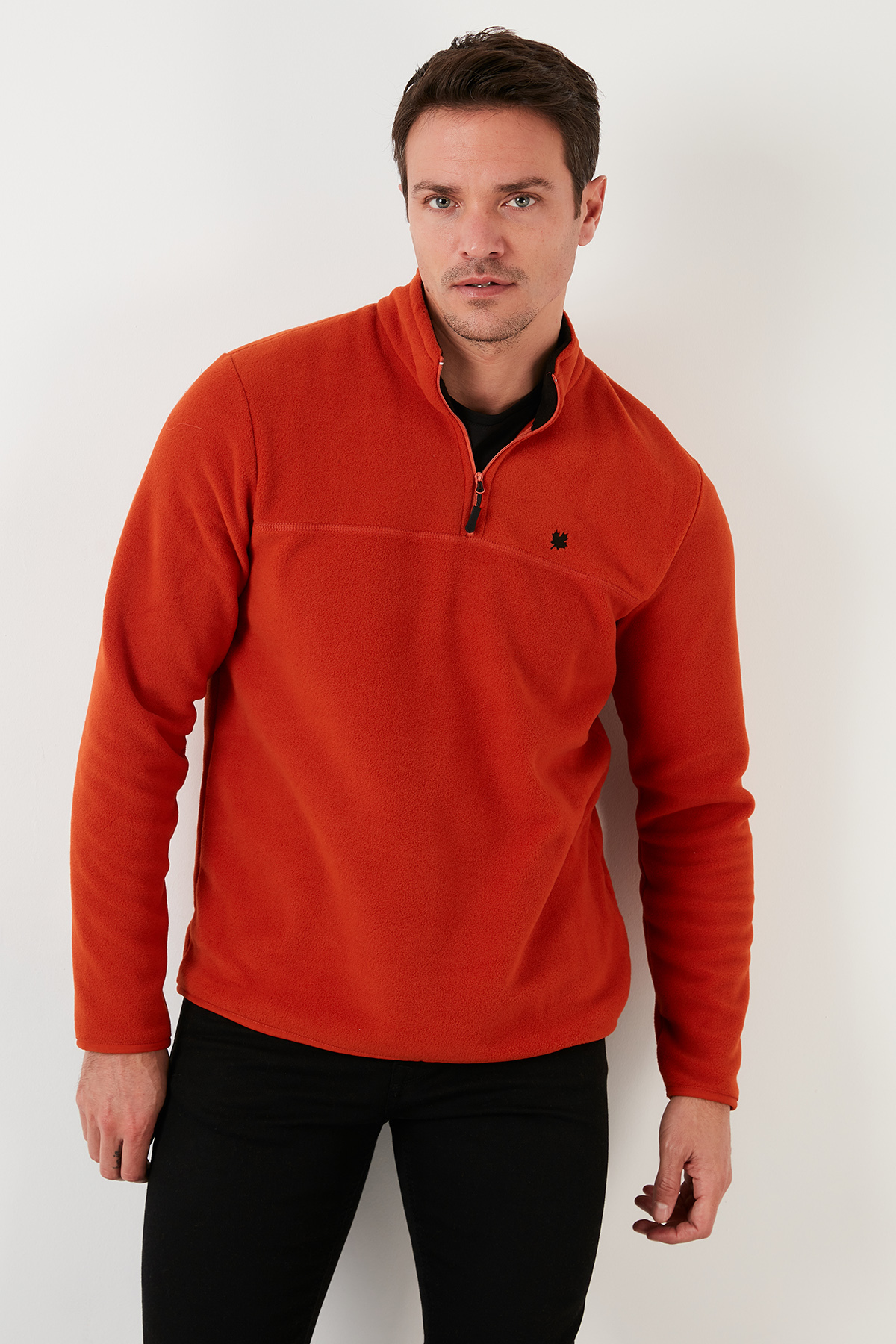 Buratti Slim Fit Anti-Pilling Tüylenme Yapmayan Bato Yaka Soğuk Geçirmez Şardonlu Polar Erkek POLAR görsel 3