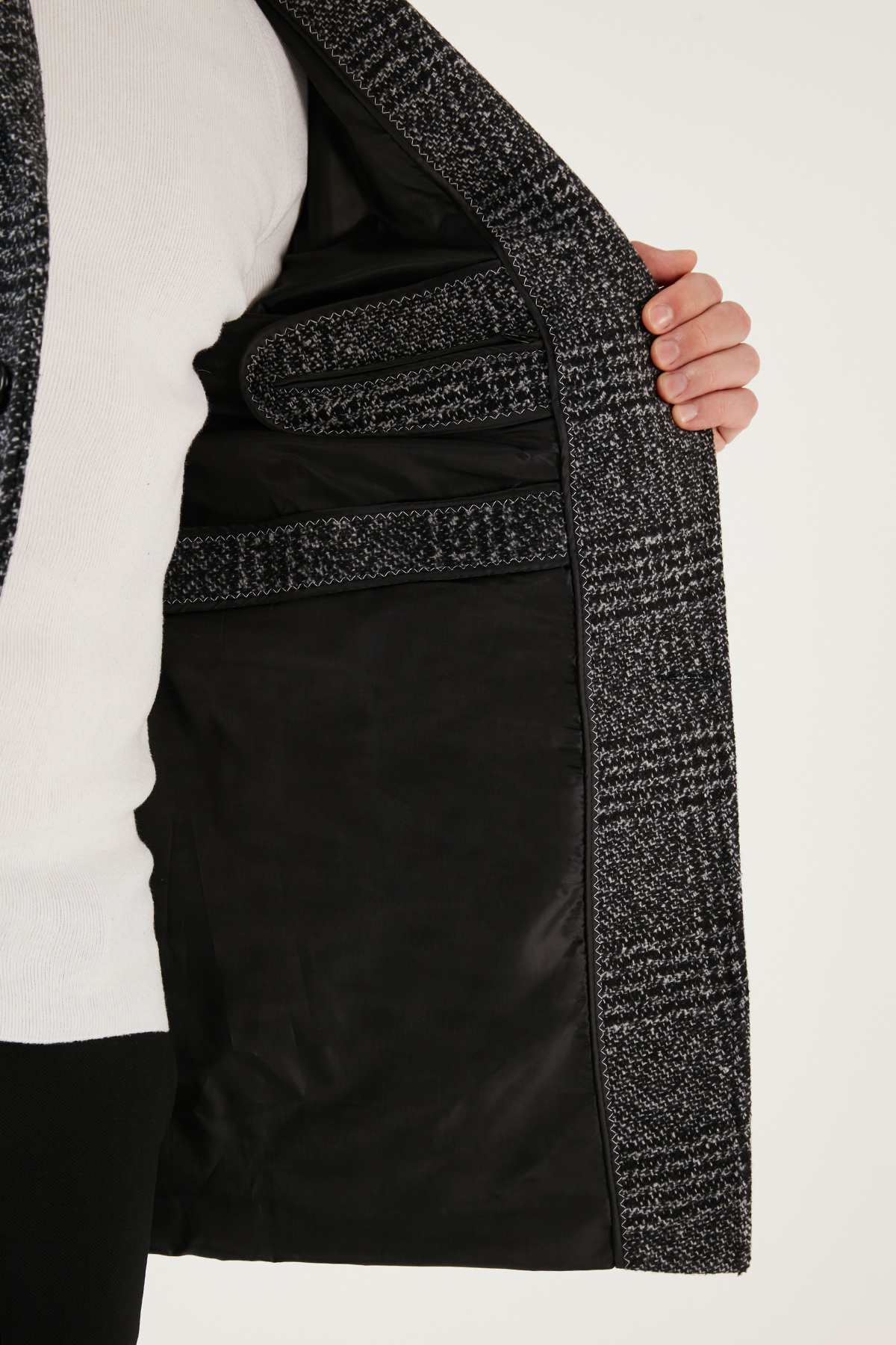 Buratti Slim Fit Tek Yırtmaçlı Düğmeli Astarlı Kaşe Kaban Erkek Kaban 5840110e görsel 4