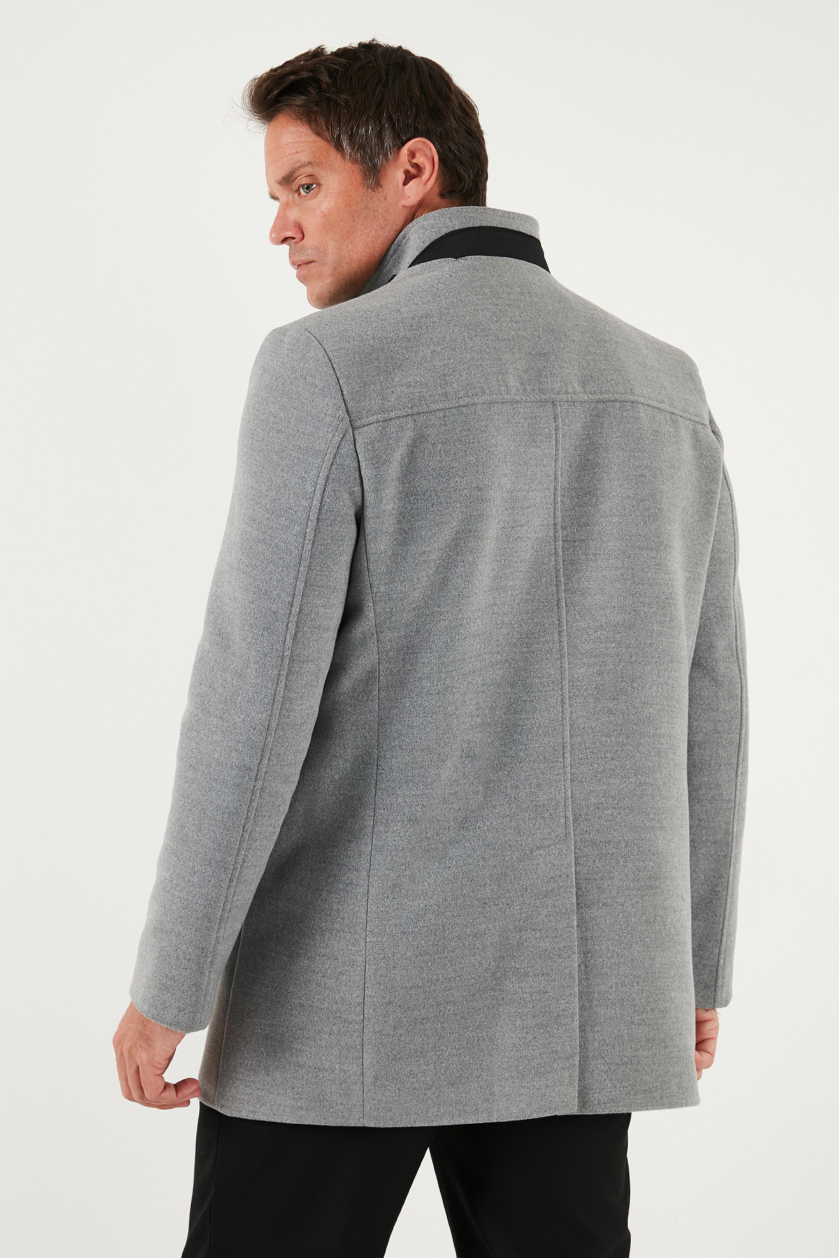 Buratti Relaxed Fit Düğmeli Dik Yaka Kaşe Kaban Erkek KABAN 5840099 görsel 7