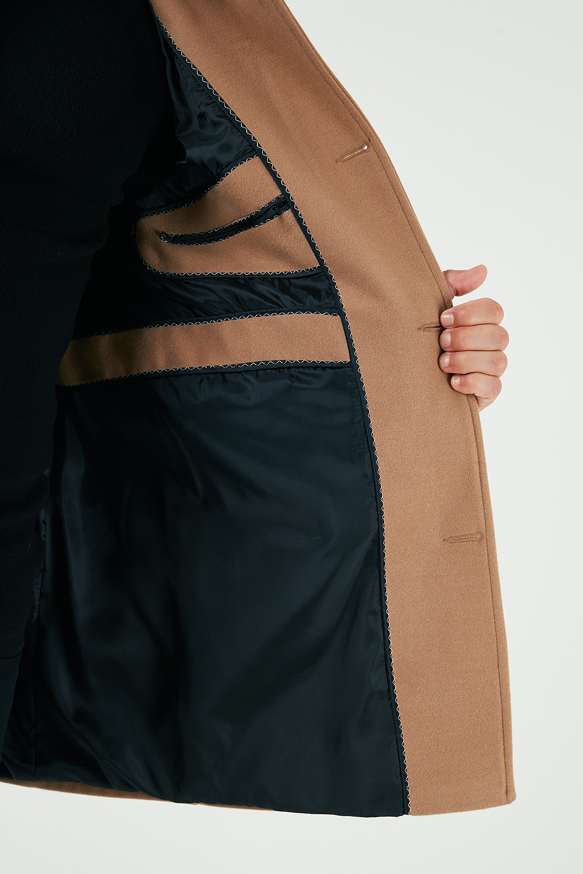 Relaxed Fit Düğmeli Dik Yaka Kaşe Kaban Erkek KABAN 5840099 — قهوه‌ای — تصویر 6 از 7