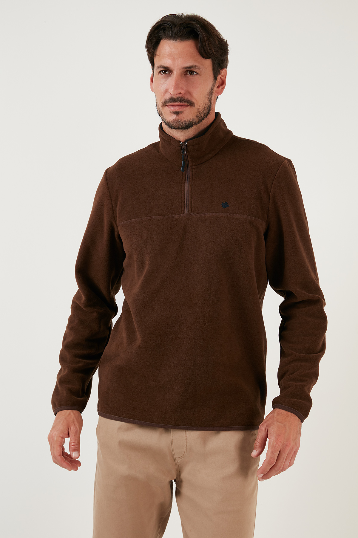 Buratti Slim Fit Anti-Pilling Tüylenme Yapmayan Bato Yaka Soğuk Geçirmez Şardonlu Polar Erkek POLAR görsel 4