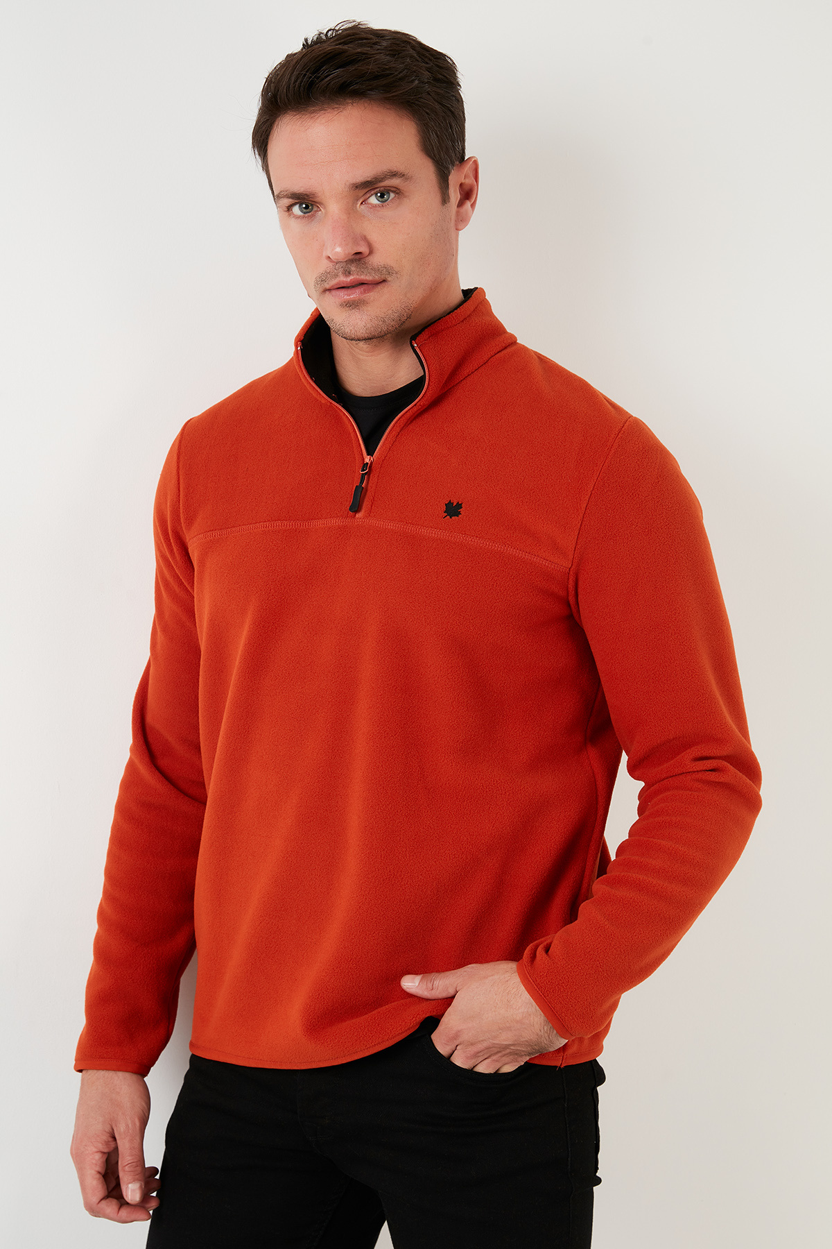 Buratti Slim Fit Anti-Pilling Tüylenme Yapmayan Bato Yaka Soğuk Geçirmez Şardonlu Polar Erkek POLAR görsel 4